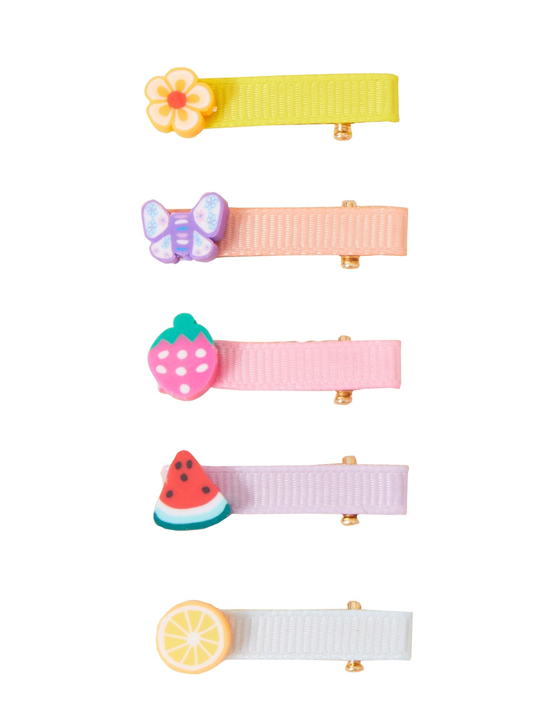 

Accessorize Girls Set of 5 Embellished Alligator Hair Clip, Yellow