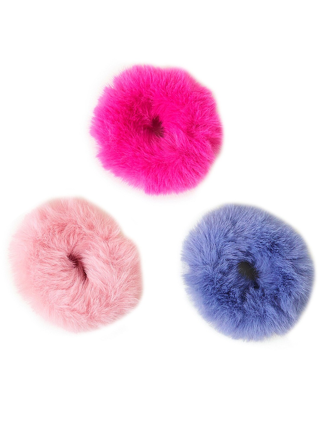 

Accessorize Girls Set of 3 Fur Ponytail Holders, Blue