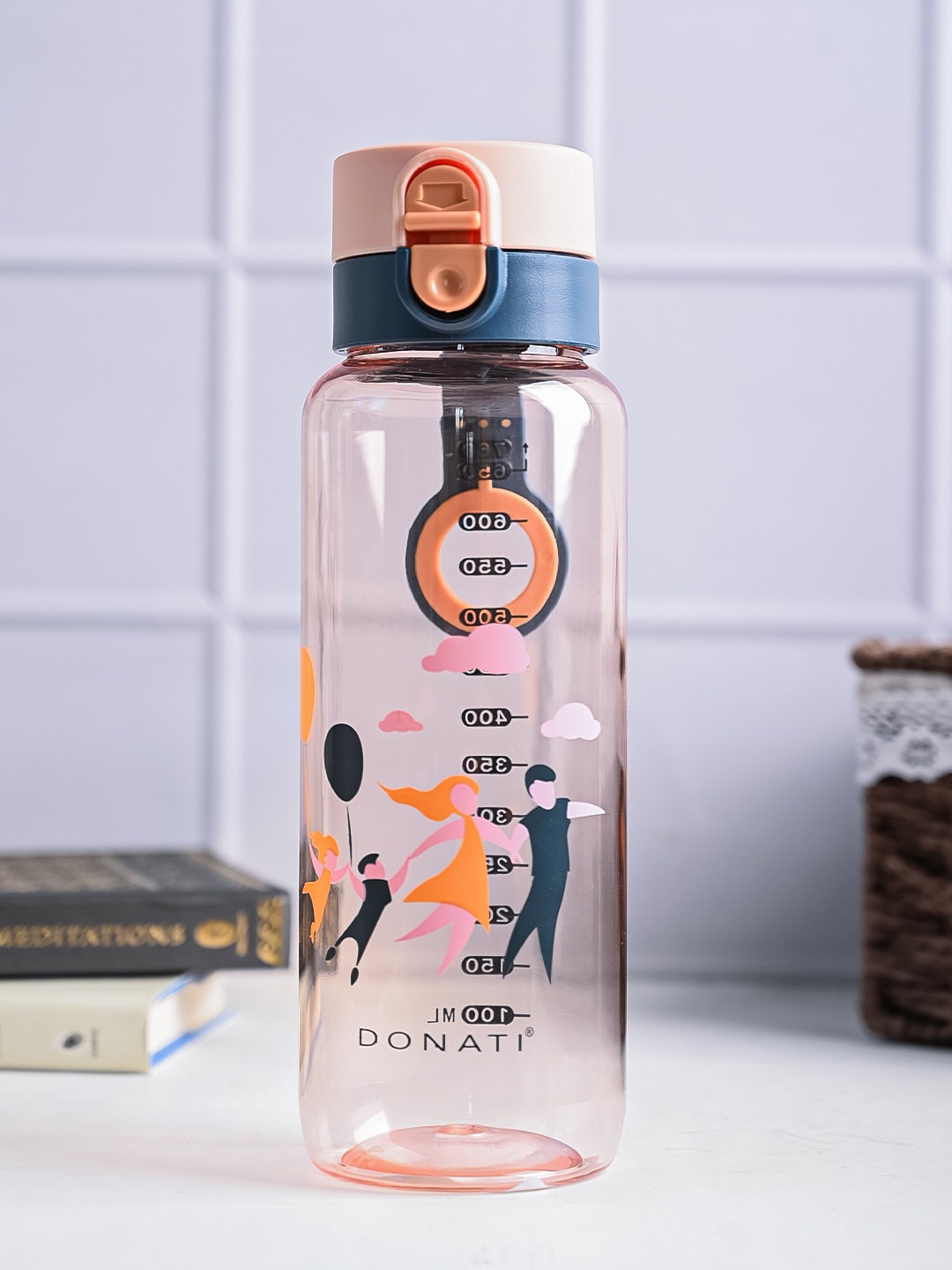 MARKET99 Donati Peach Coloured Printed Sipper Water Bottle 750 ml