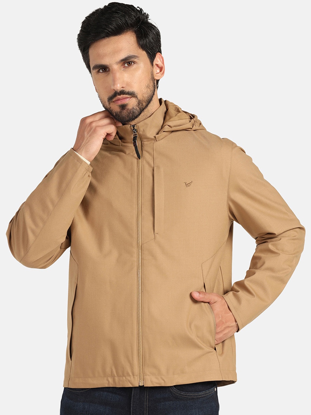 

Blackberrys Stand Collar Open Front Jacket, Beige