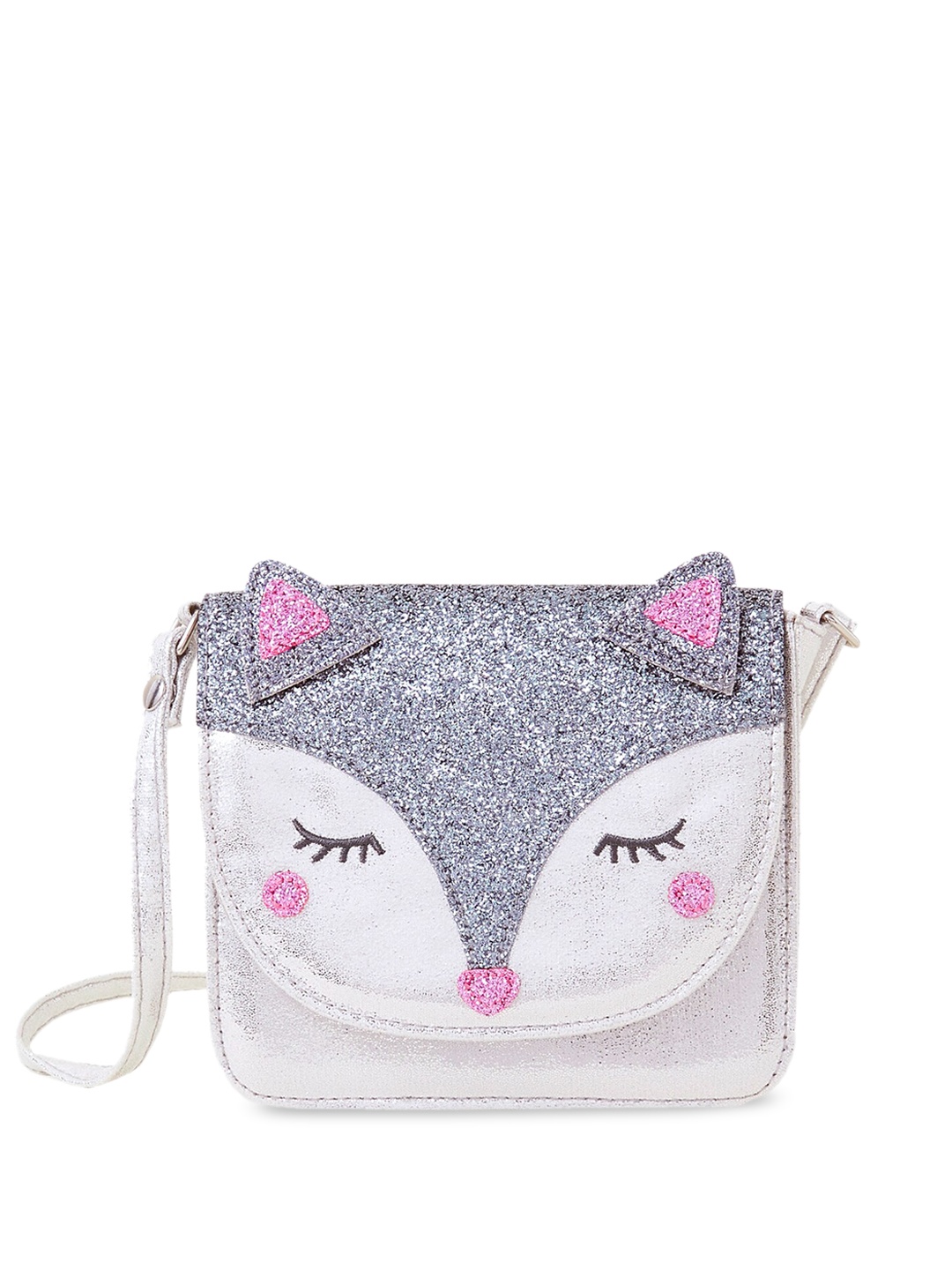 Accessorize Girls Embellished Structured Sling Bag, Silver