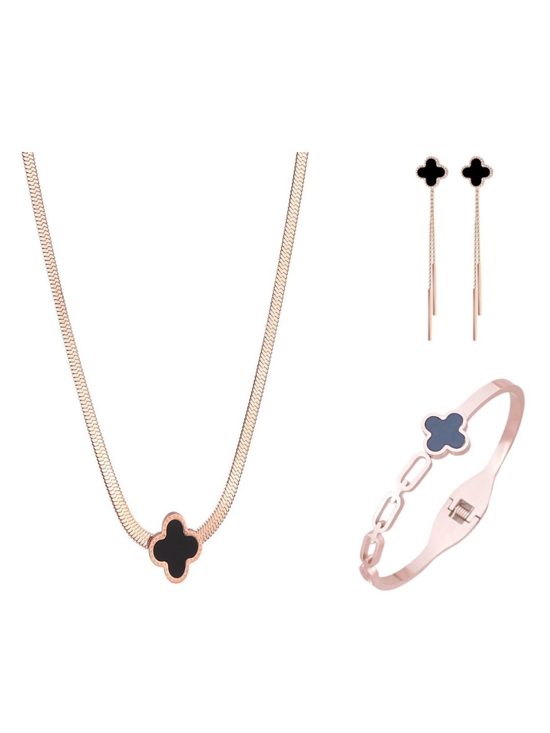 

MYKI Rose Gold-Plated Cubic Zirconia Studded Jewellery Set