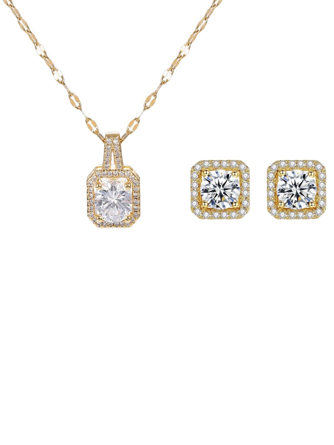 

MYKI Gold-Plated Cubic Zirconia Studded Jewellery Set