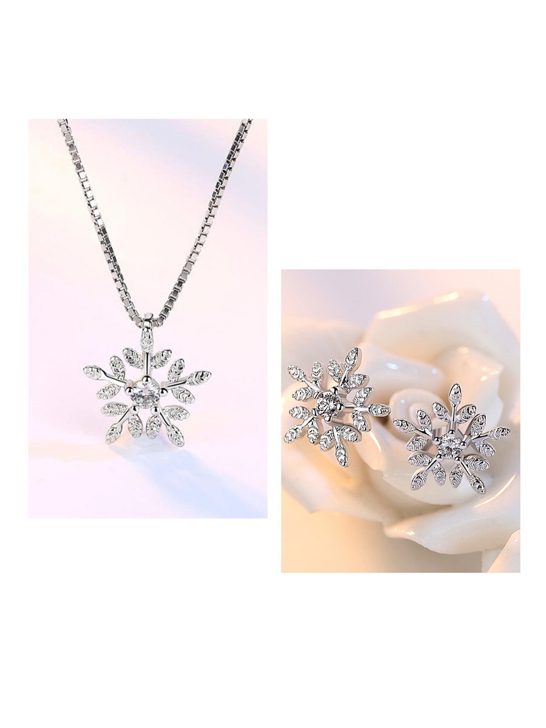 

MYKI Silver-Plated CZ-Studded Jewellery Set