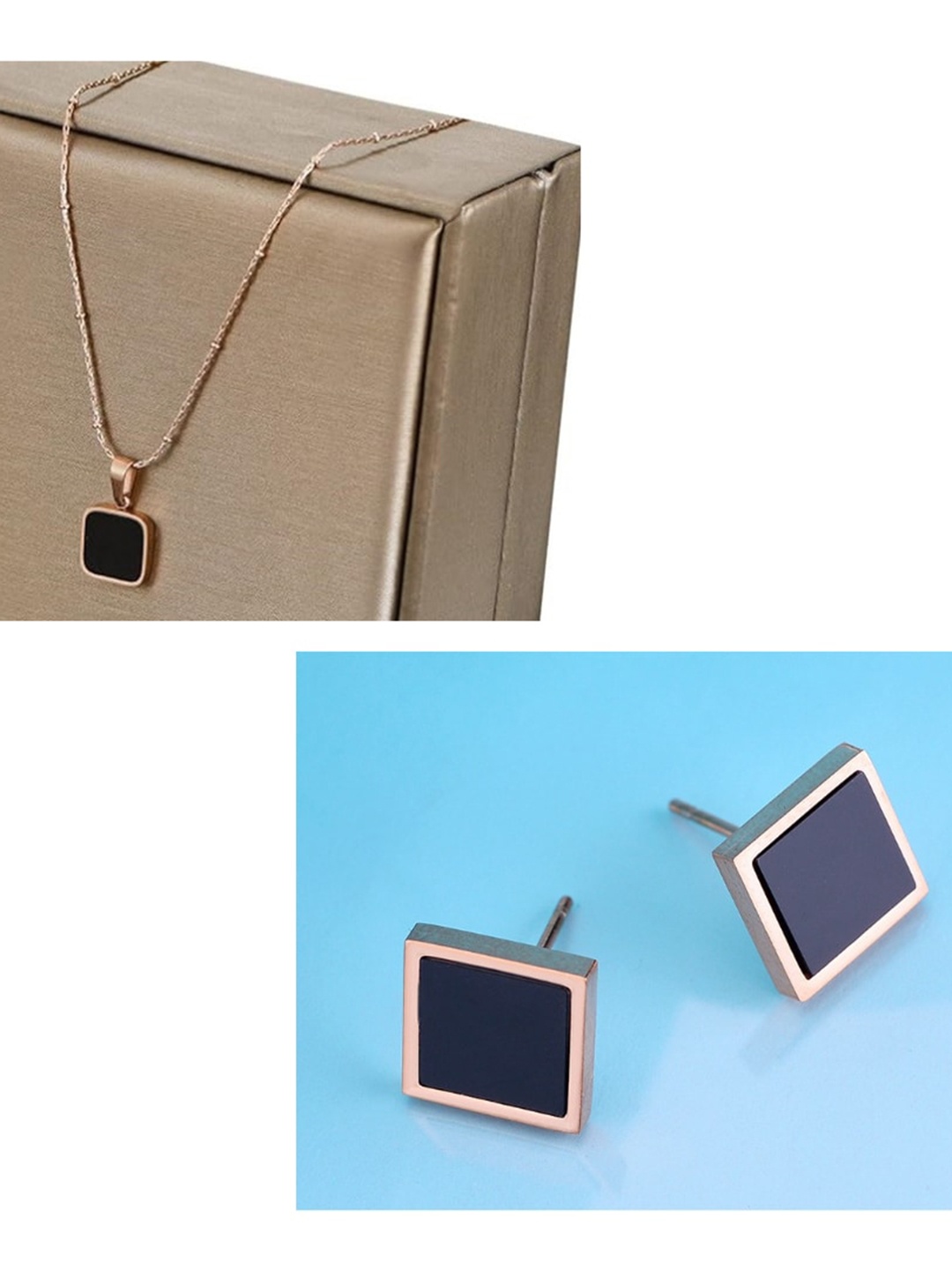 

MYKI Women Rose Gold-Plated CZ Studded Jewellery Set