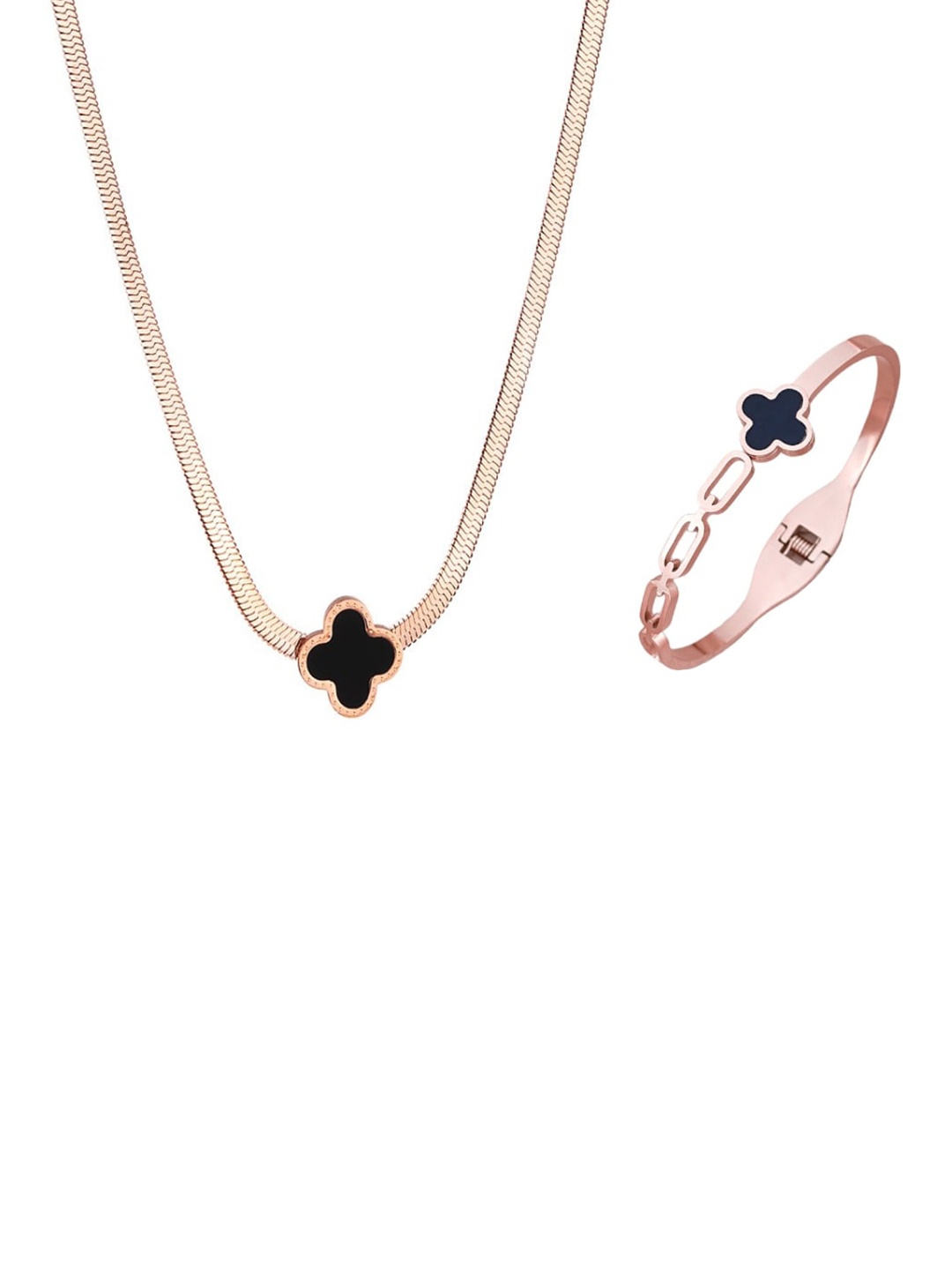 

MYKI Rose Gold-Plated CZ Studded Jewellery Set