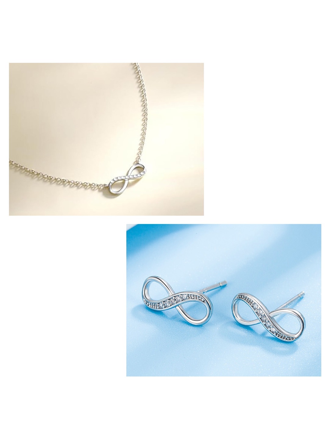 

MYKI Silver-Plated CZ-Studded Jewellery Set