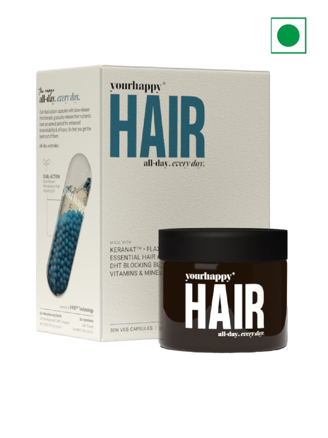 

yourhappylife Hair Capsules For Hair Growth - 30 Capsule, Black