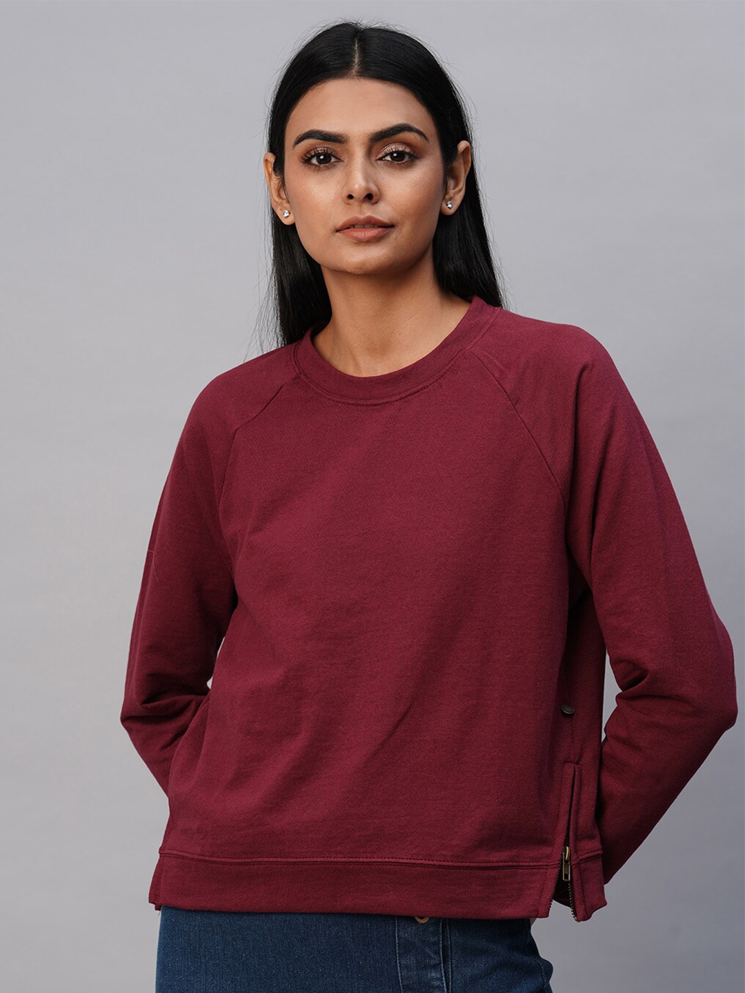 

Chemistry Raglan Sleeves Terry Pullover, Burgundy