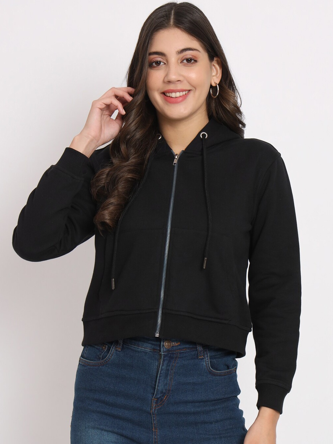 

CHARMGAL Hooded Long Sleeves Cotton Hooded Sweatshirt, Black