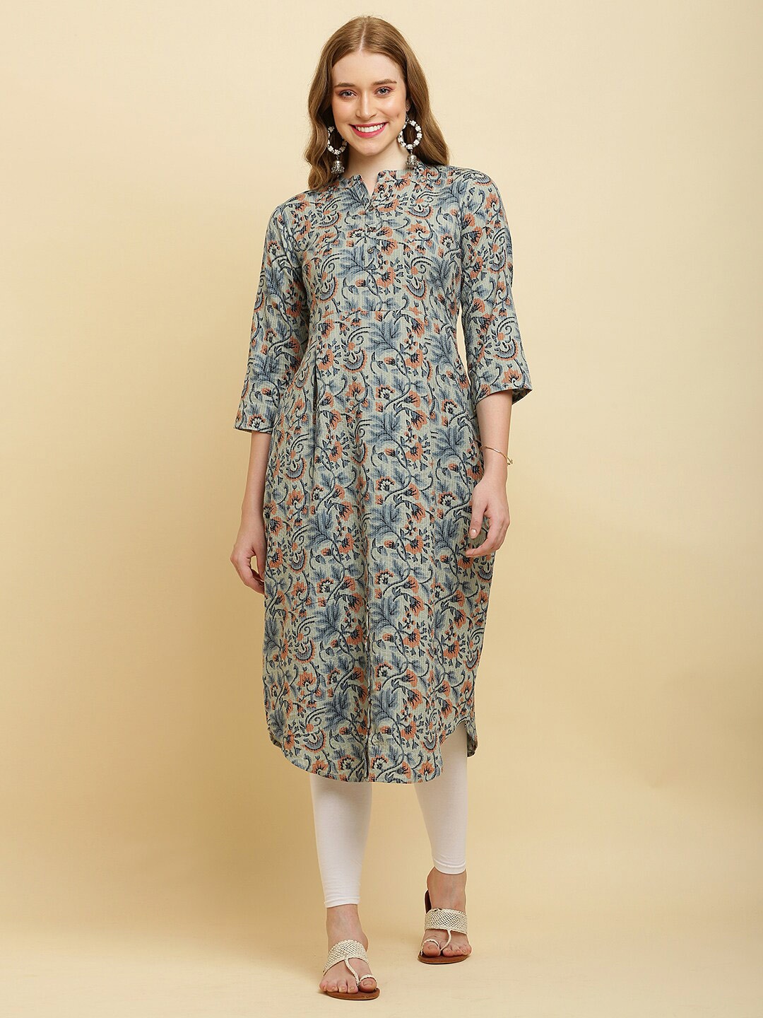 

Waahiba Floral Printed A Line Kurta, Green