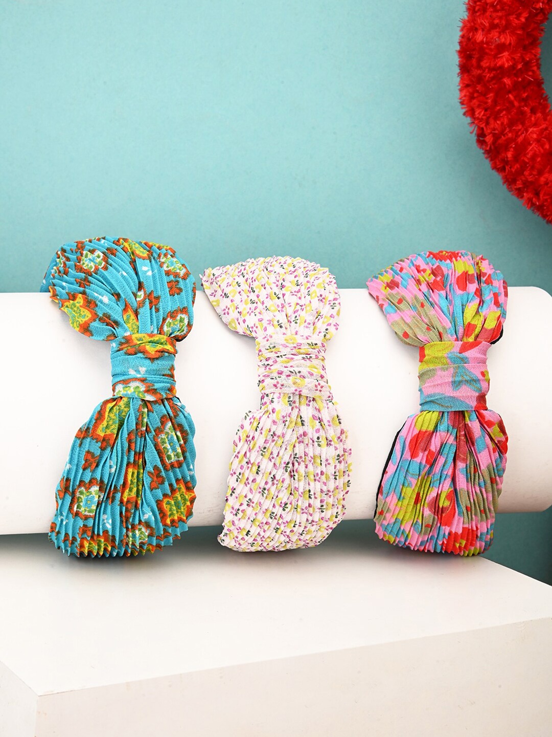 

BuckleUp Set of 3 Printed Hairband, Blue