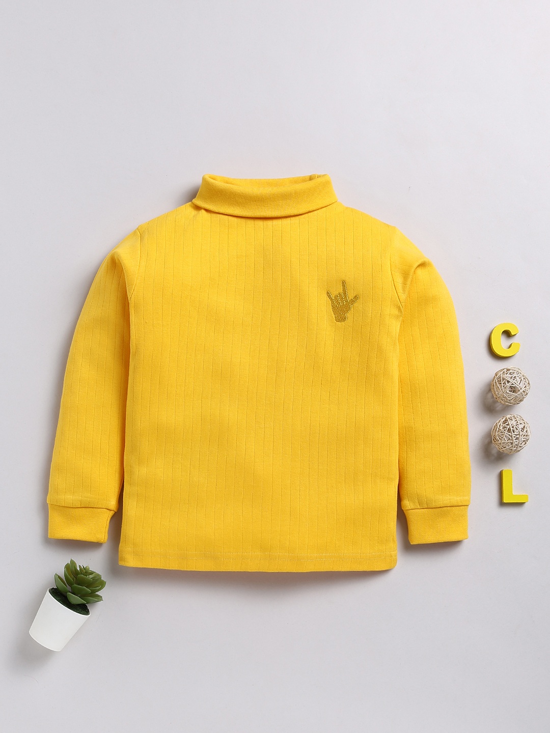 

Toonyport Boys Turtle Neck Cotton Pullover, Yellow