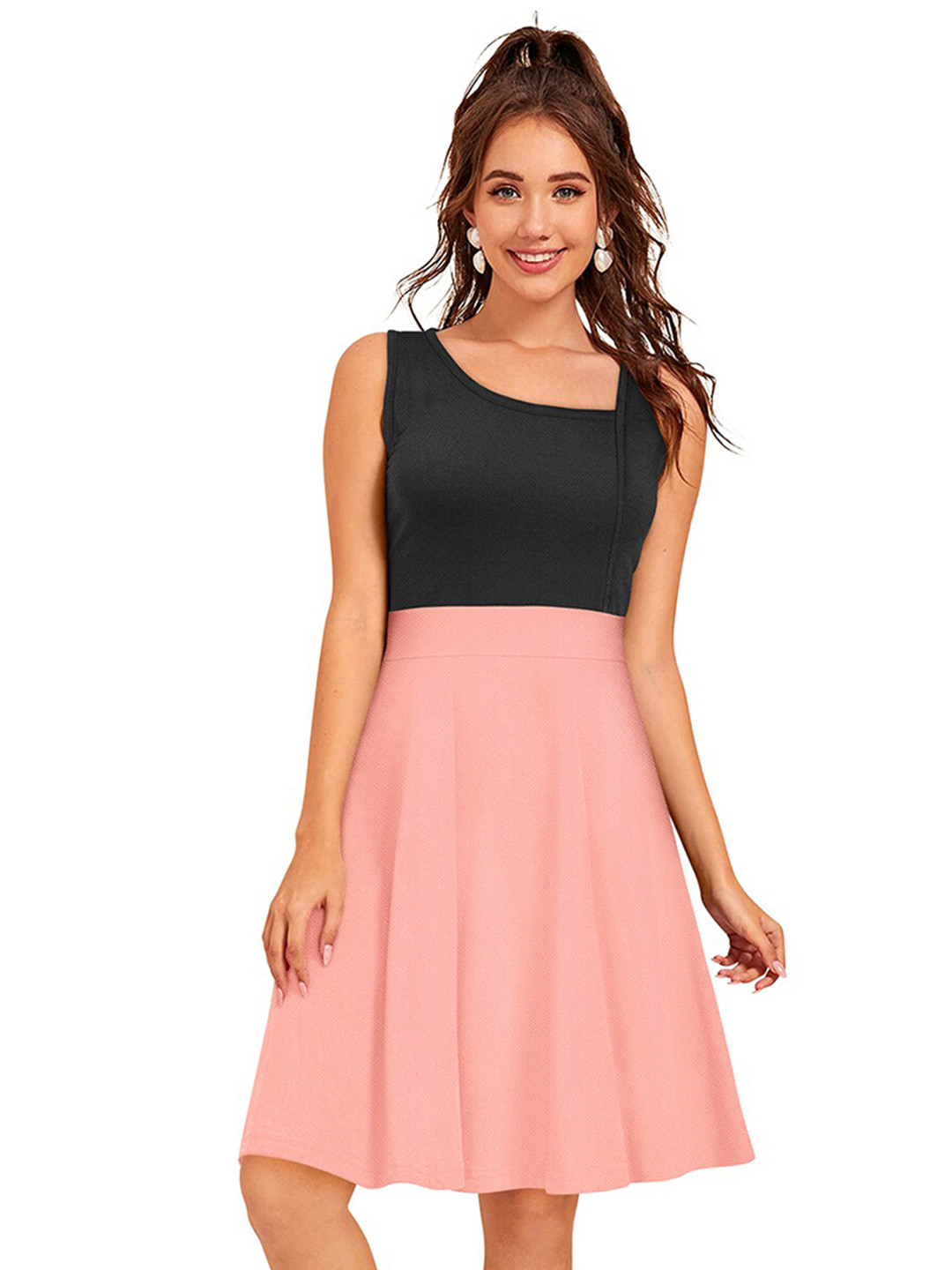 

BAESD V-Neck Fit & Flare Dress, Peach