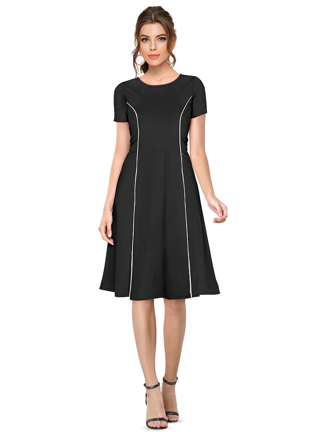 

BAESD Round Neck A-Line Dress, Black