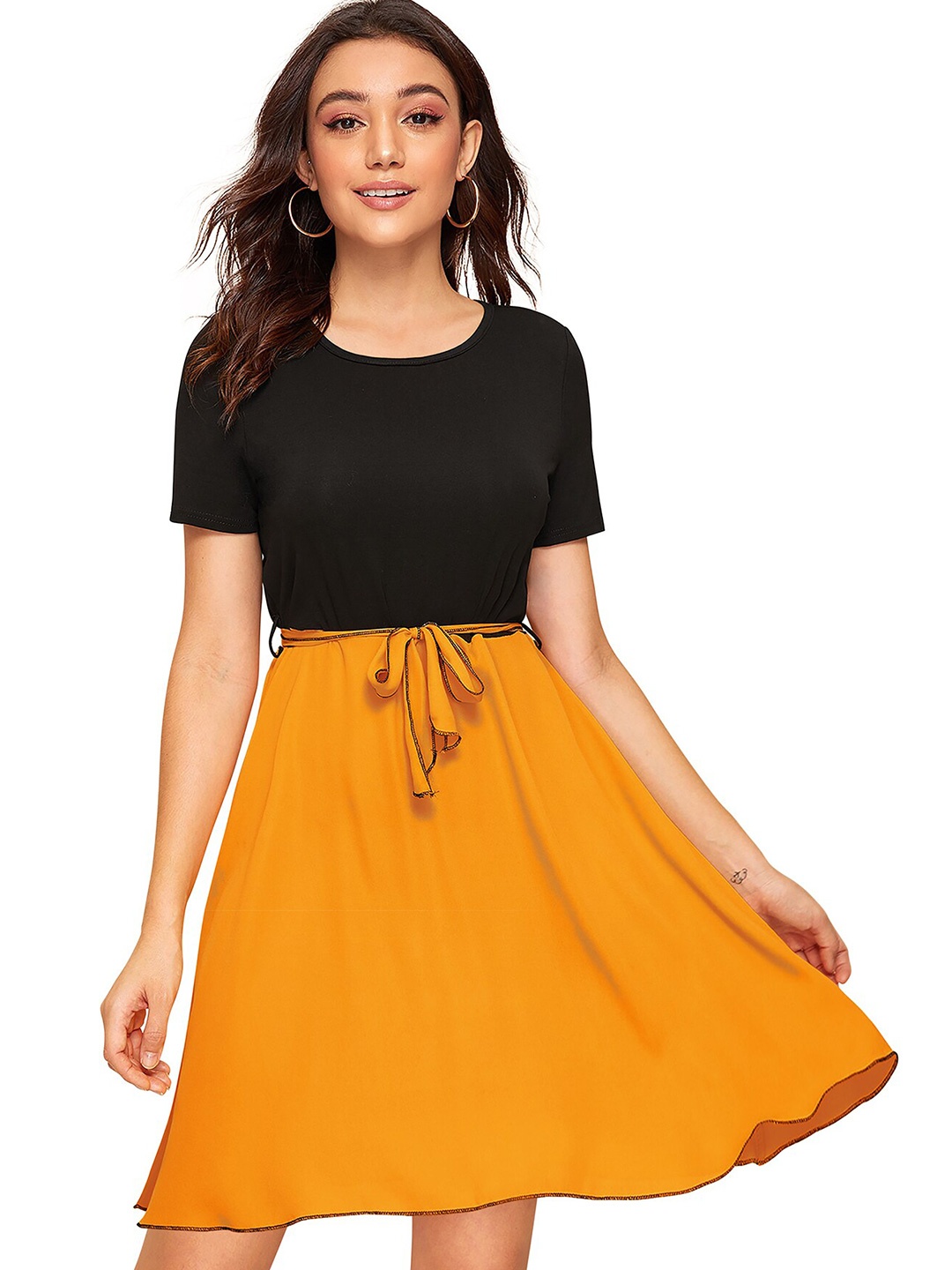 

BAESD Colourblocked Fit & Flare Dress, Yellow