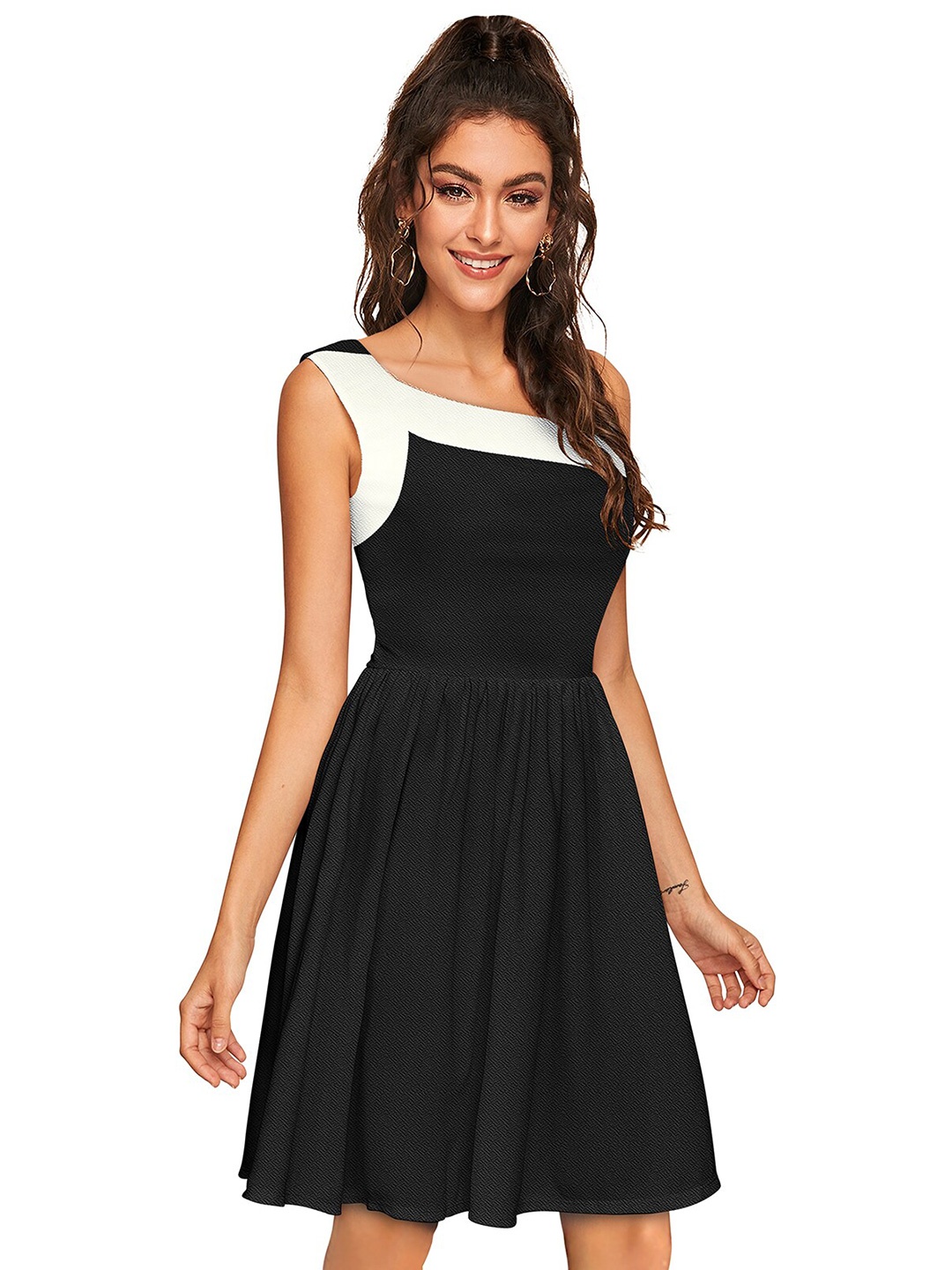 

BAESD One Shoulder Fit & Flare Dress, Black
