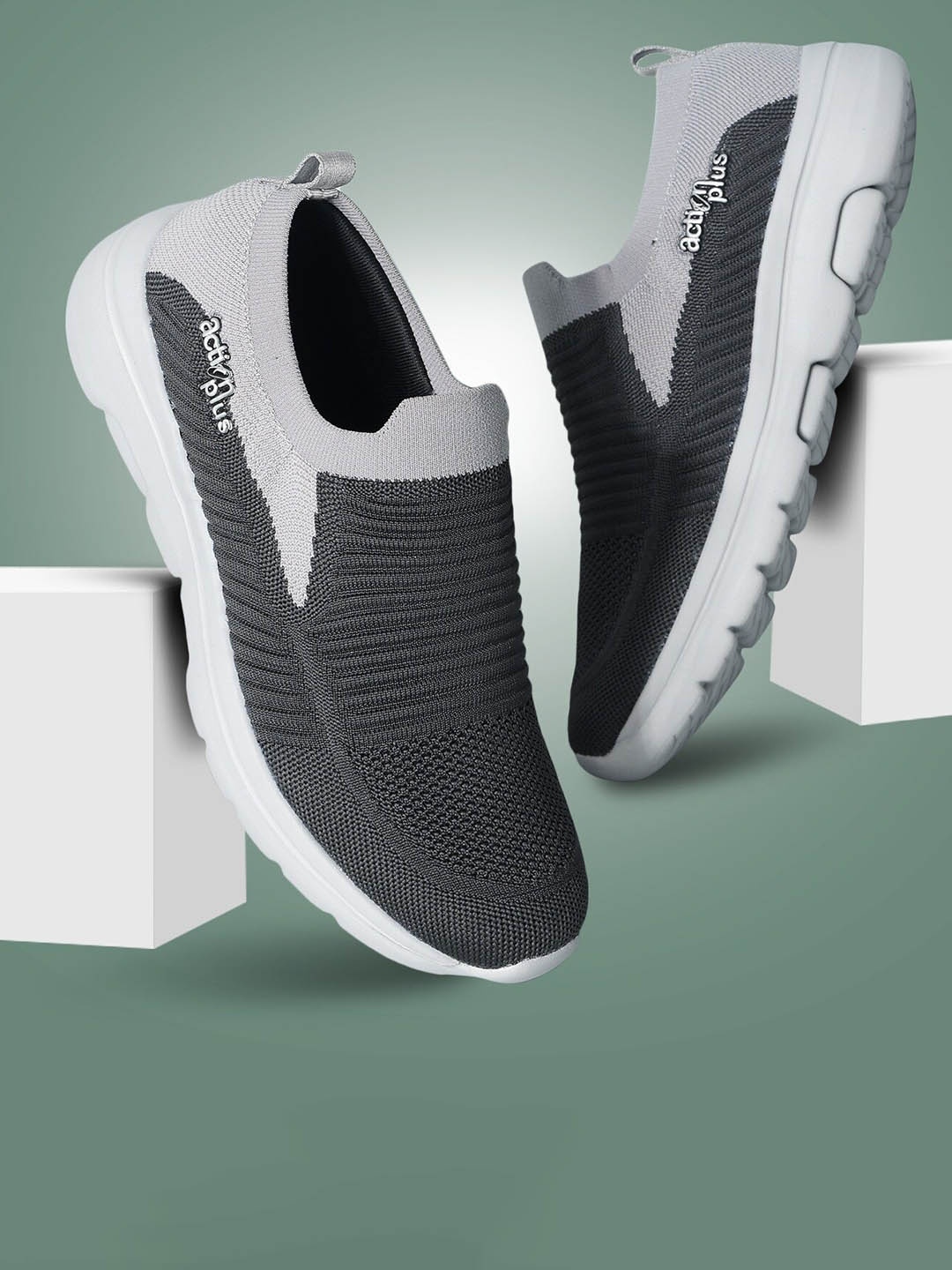 

Action Plus Men Textured Slip-On Sneakers, Grey