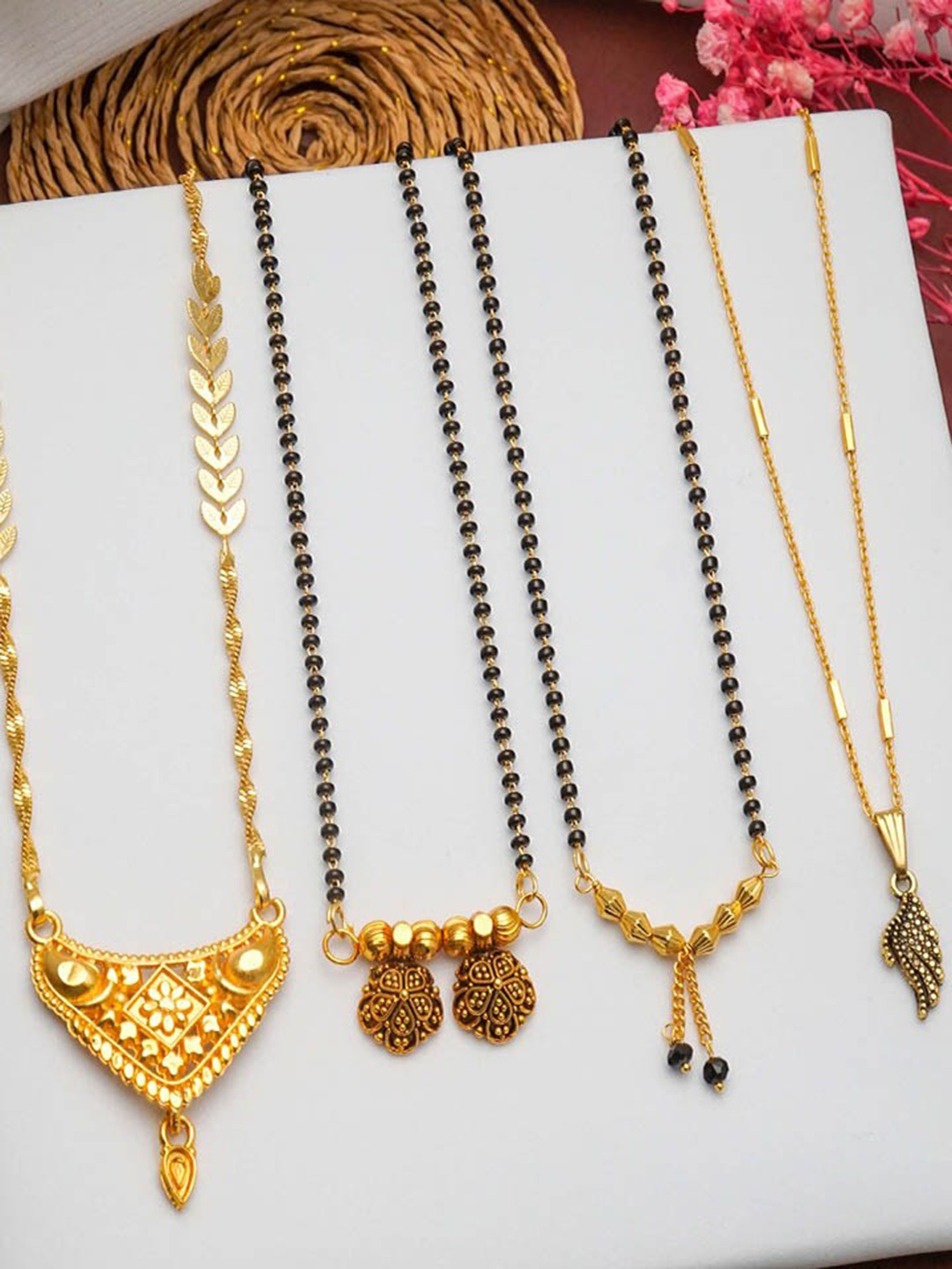 

Ramdev Art Fashion Jwellery Set Of 4 Gold Plated Mangalsutra