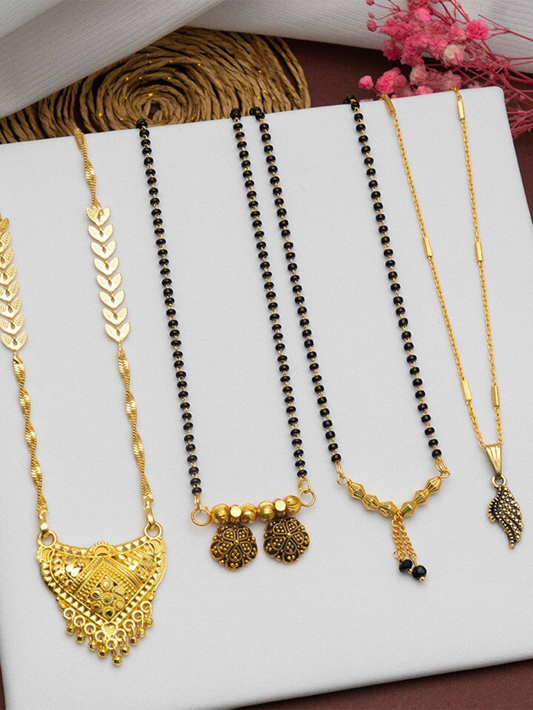 

Ramdev Art Fashion Jwellery Set Of 4 Gold Plated Mangalsutra