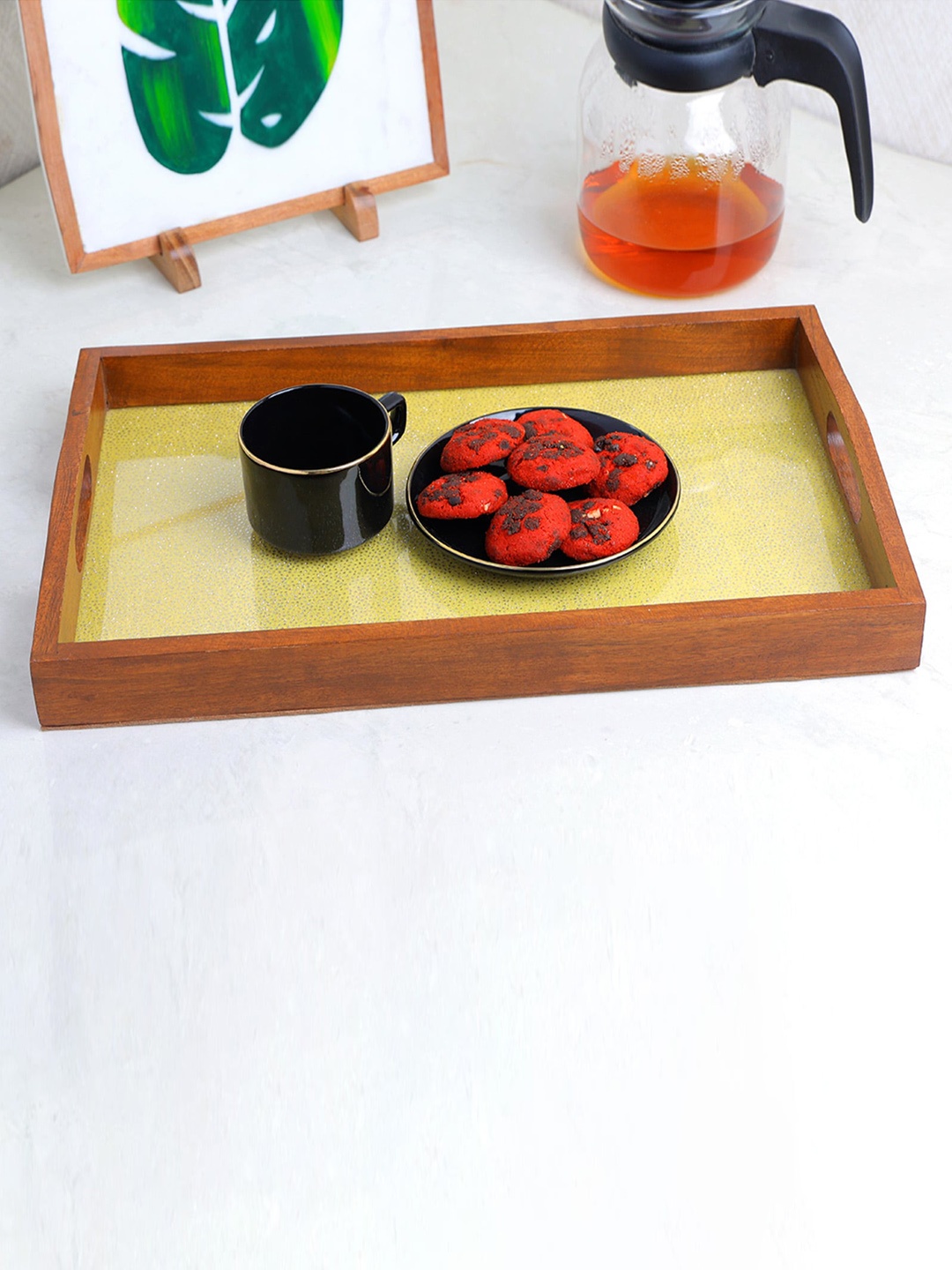 

POSH-N-PLUSH Yellow Wooden Serving Trays