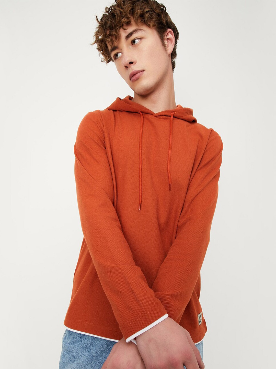 

max Hooded Cotton Pullover, Orange