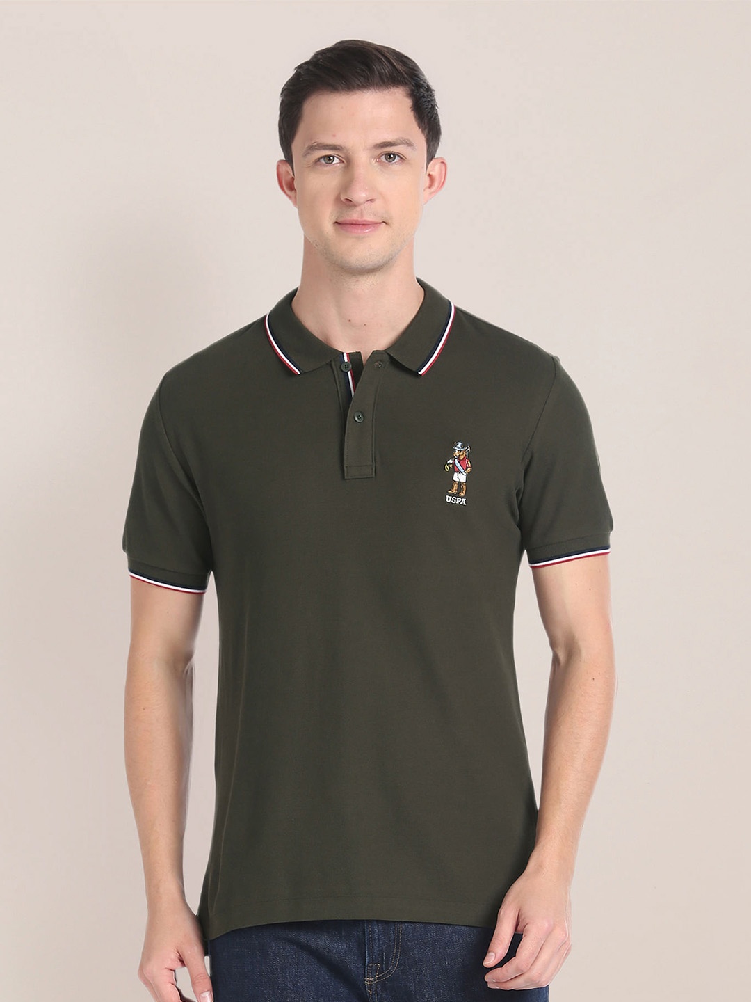 

U.S. Polo Assn. Polo Collar Pure Cotton T-Shirt, Green