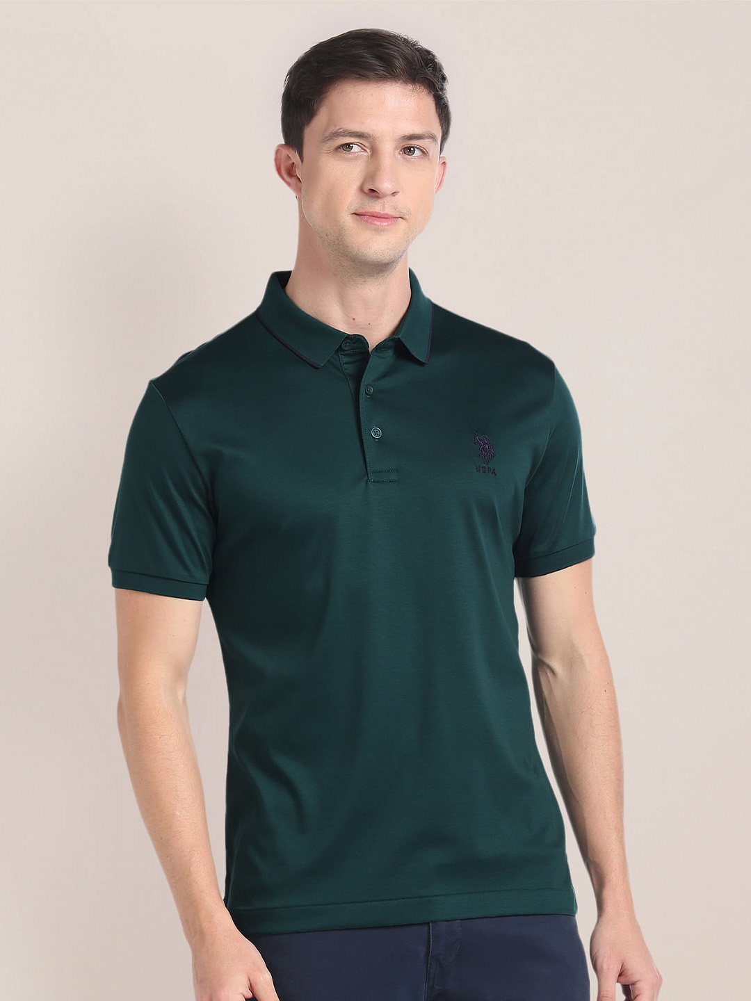 

U.S. Polo Assn. Polo Collar Pure Cotton T-Shirt, Green