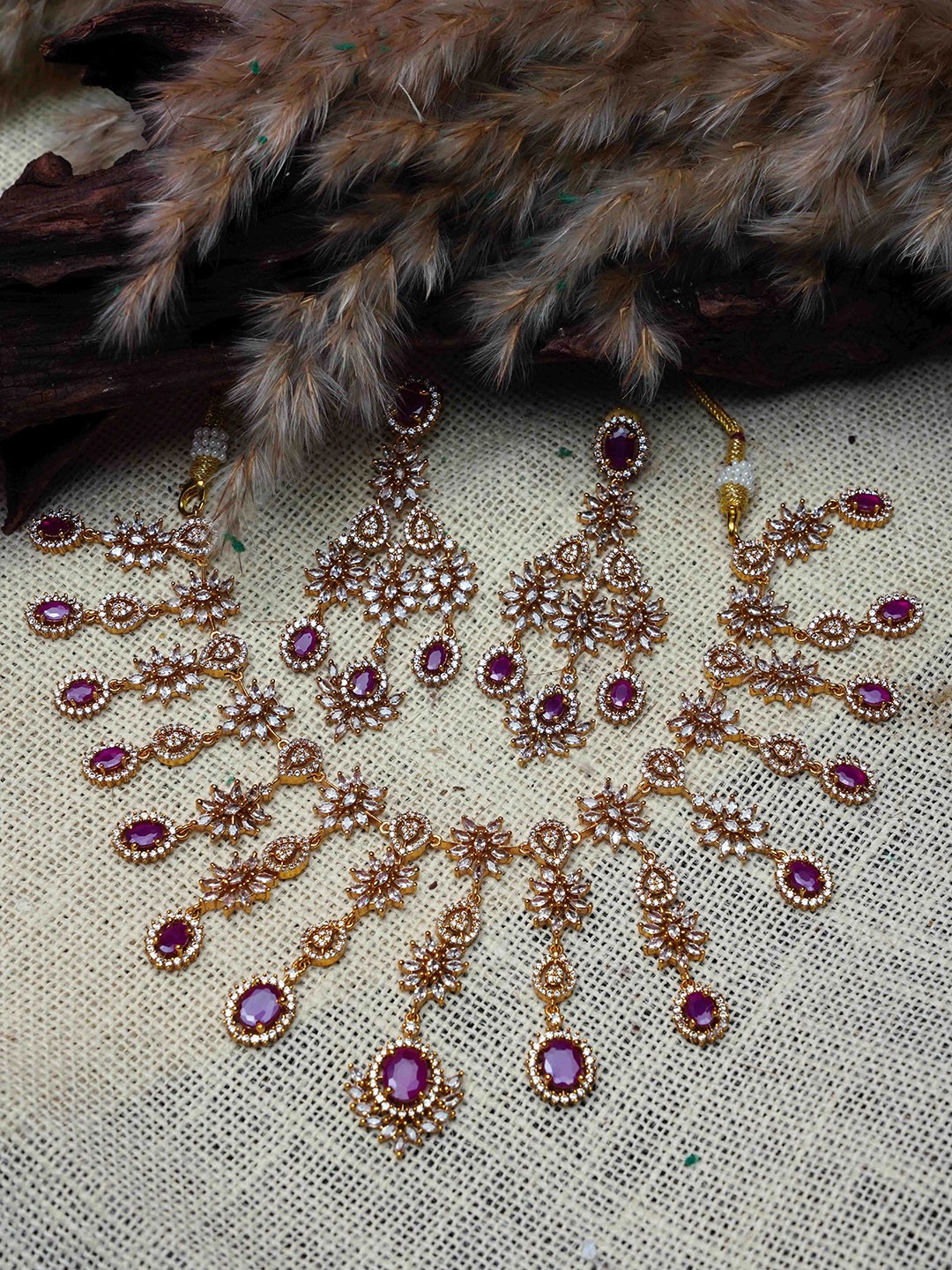 

GRIIHAM Gold-Plated CZ Studded Jewellery Set