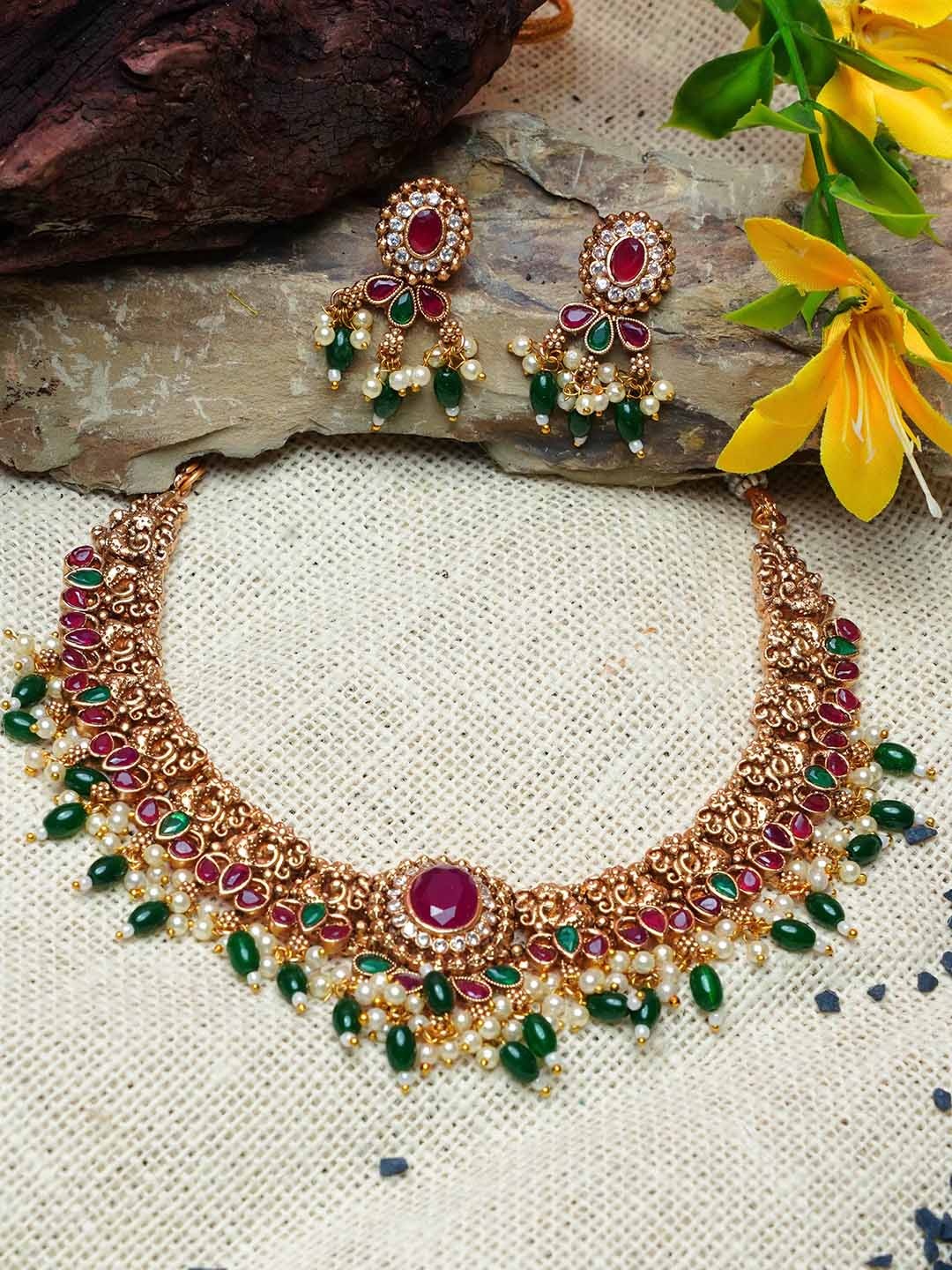 

GRIIHAM Gold-Plated Cubic Zirconia Studded Jewellery Set