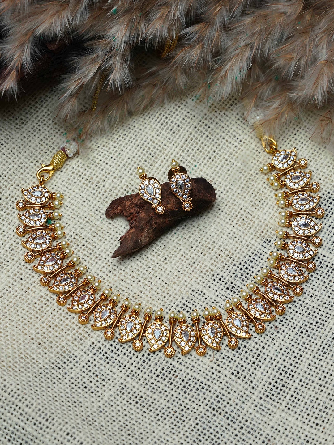 

GRIIHAM Gold-Plated CZ-Studded Jewellery Set