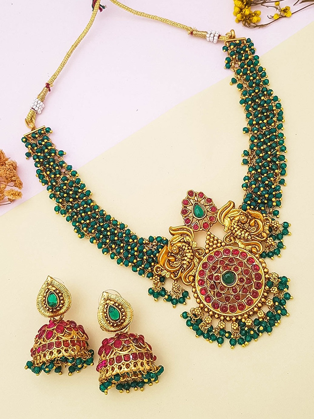 

GRIIHAM Gold Plated Cubic Zirconia Studded Jewellery Set