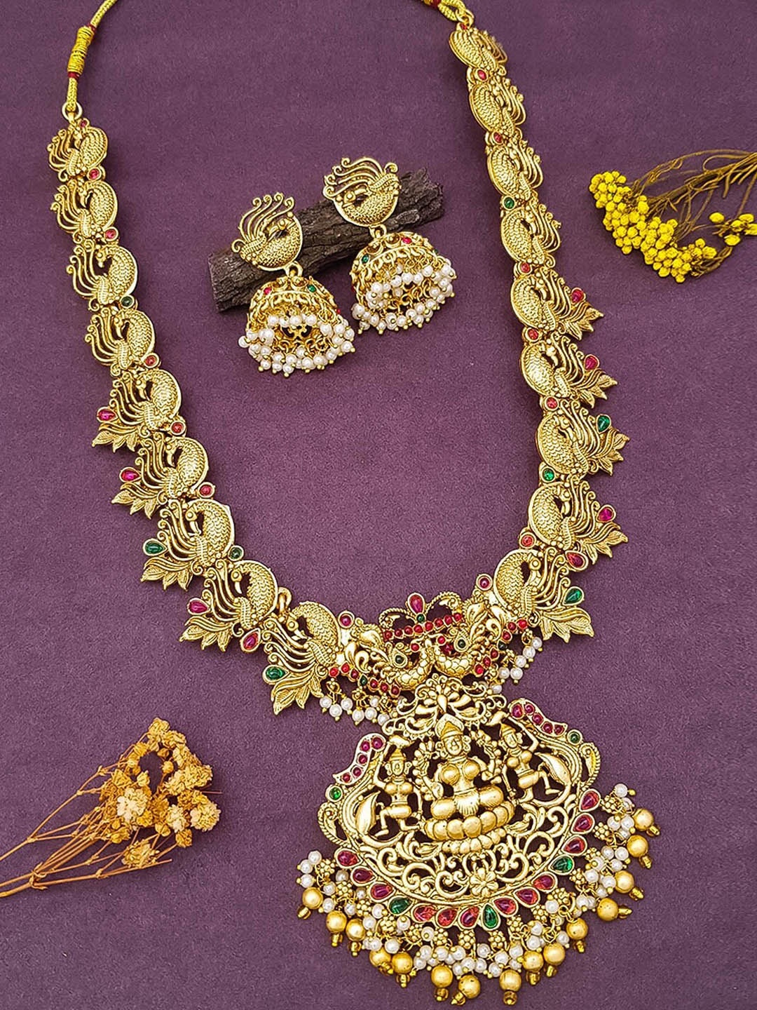 

GRIIHAM Gold Plated Cubic Zirconia Studded Jewellery Set