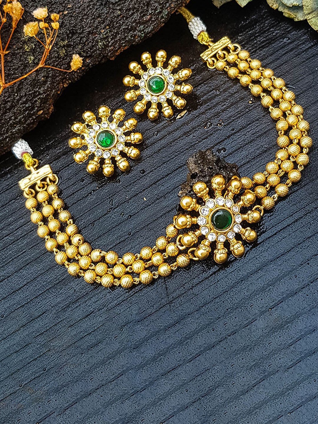 

GRIIHAM Gold-Plated AD-Studded Jewellery Set