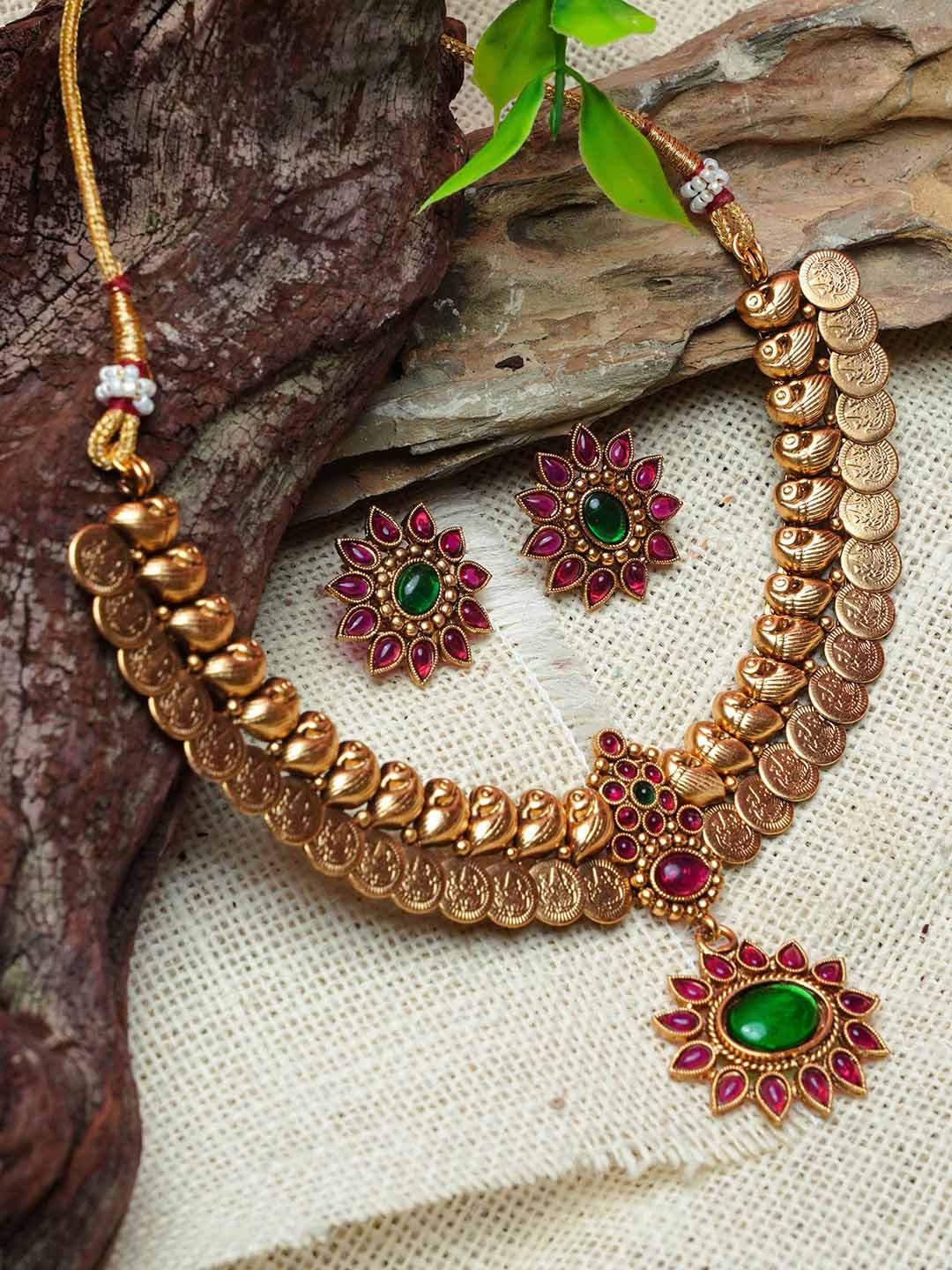 

GRIIHAM Gold-Plated AD-Studded Jewellery Set