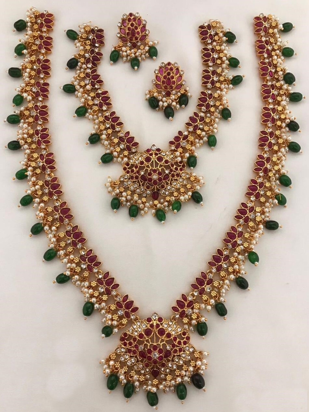 

GRIIHAM Set Of 2 Gold-Plated Cubic Zirconia Studded Matt Finish Jewellery Set