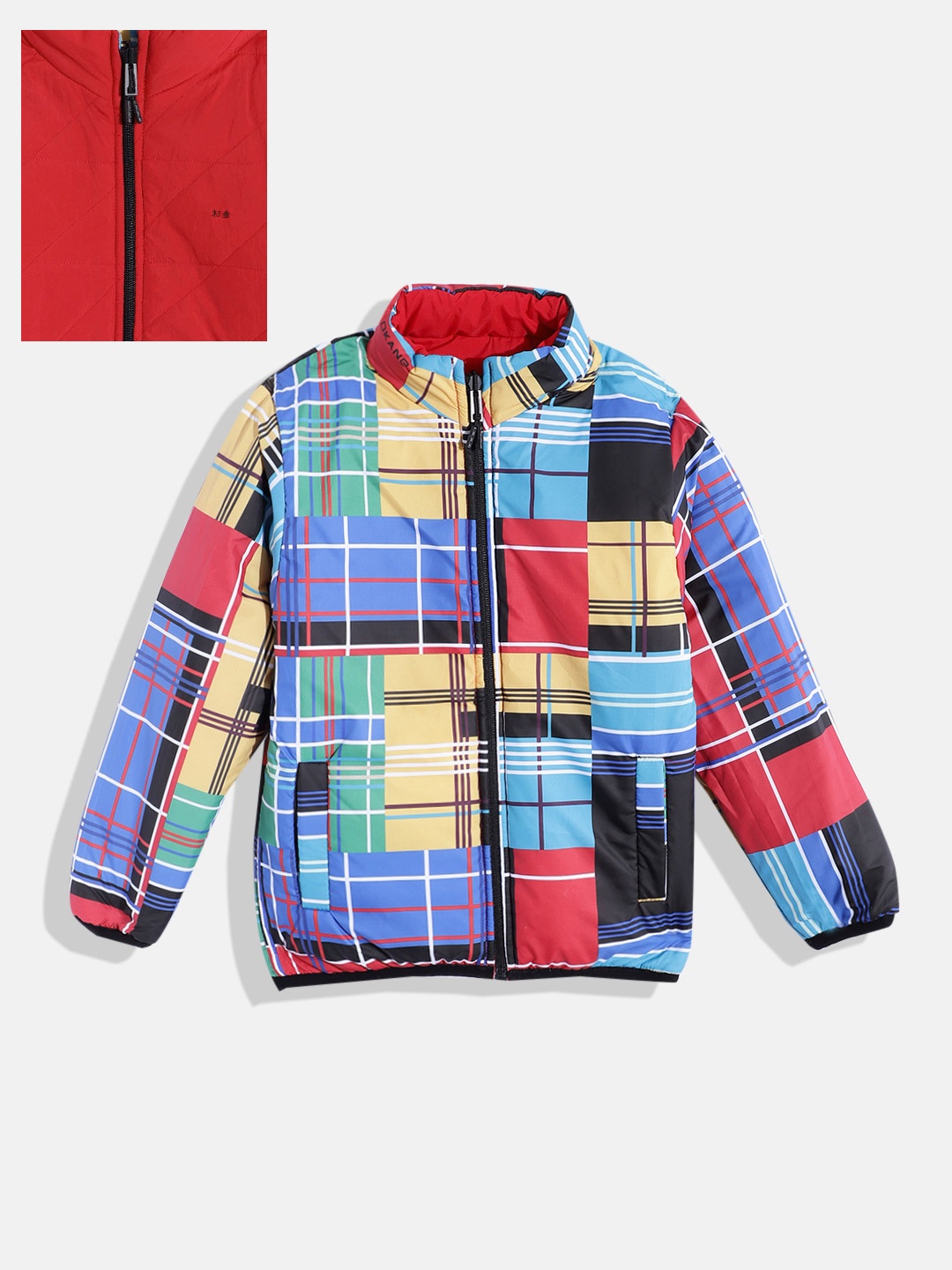 

Okane Boys Colourblocked & Printed Reversible Padded Jacket, Red