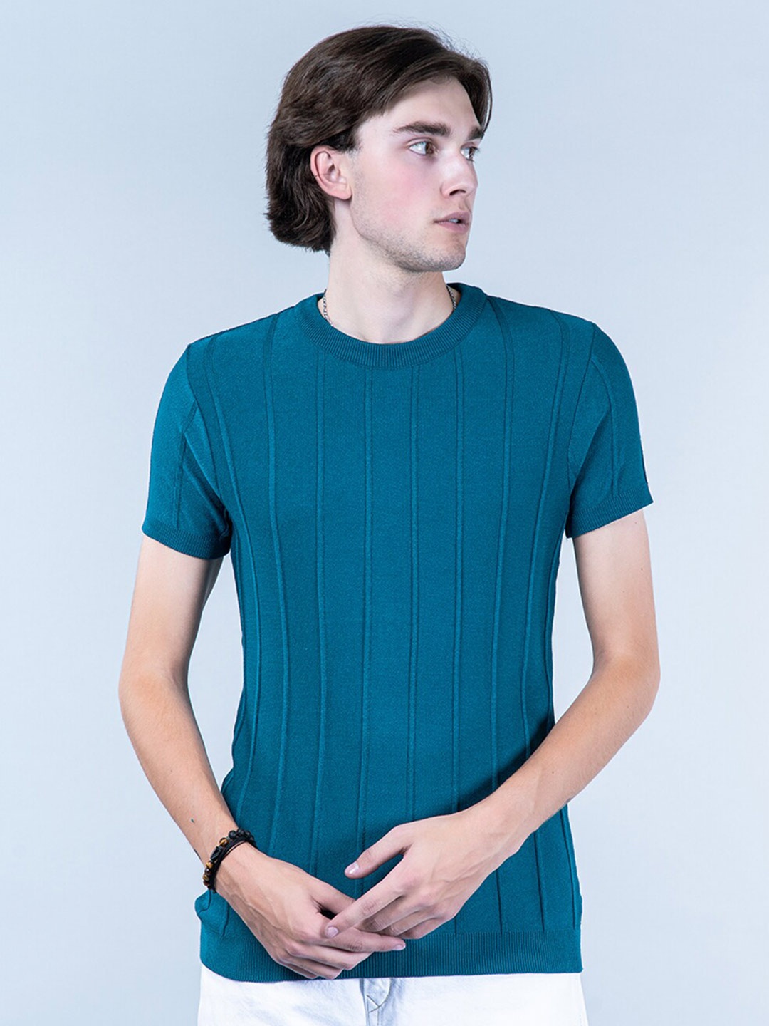 

Tistabene Striped Relaxed Fit Knitted Cotton T-shirt, Teal