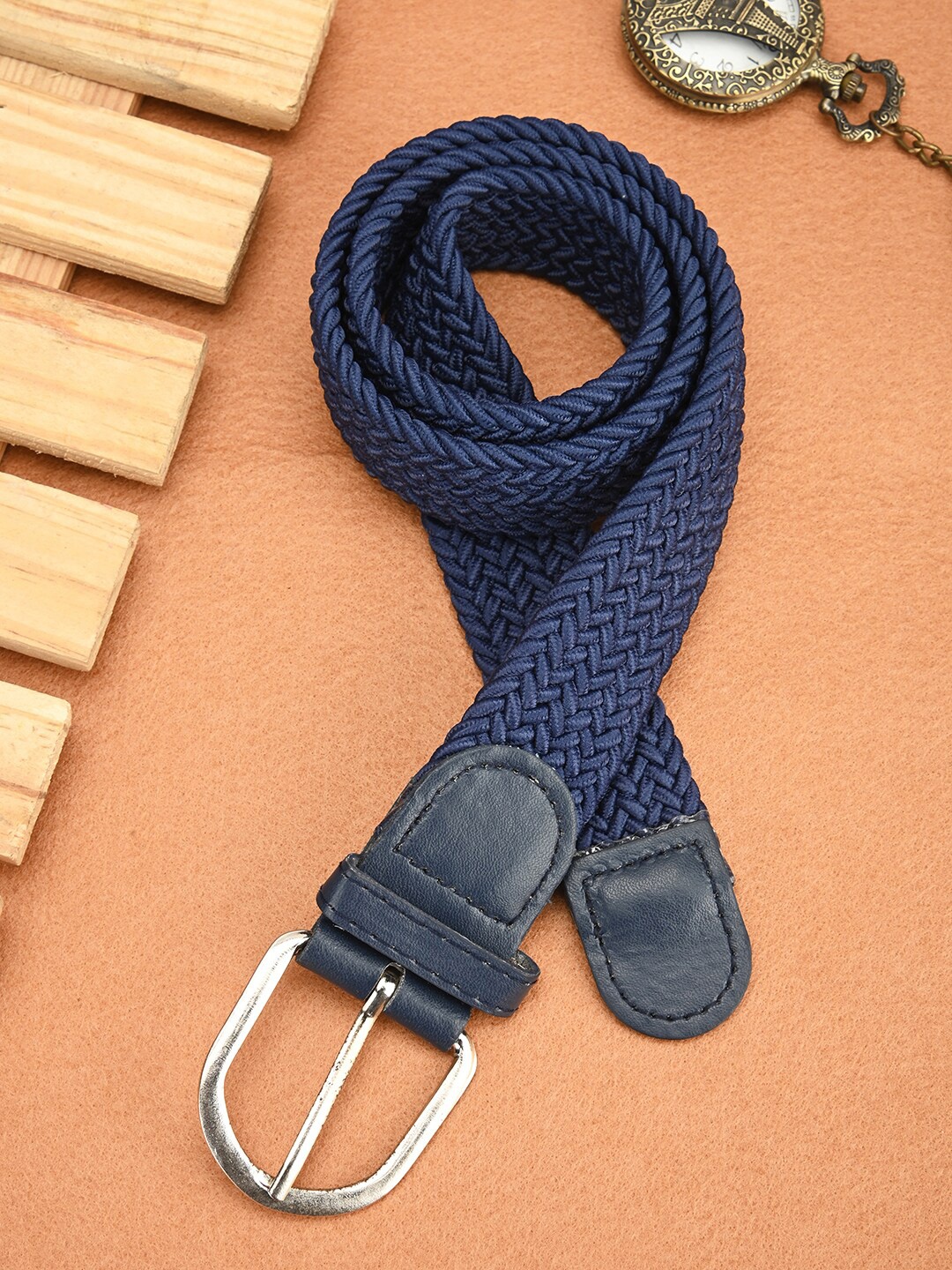 

BuckleUp Unisex Braided Stretchable Belt, Navy blue