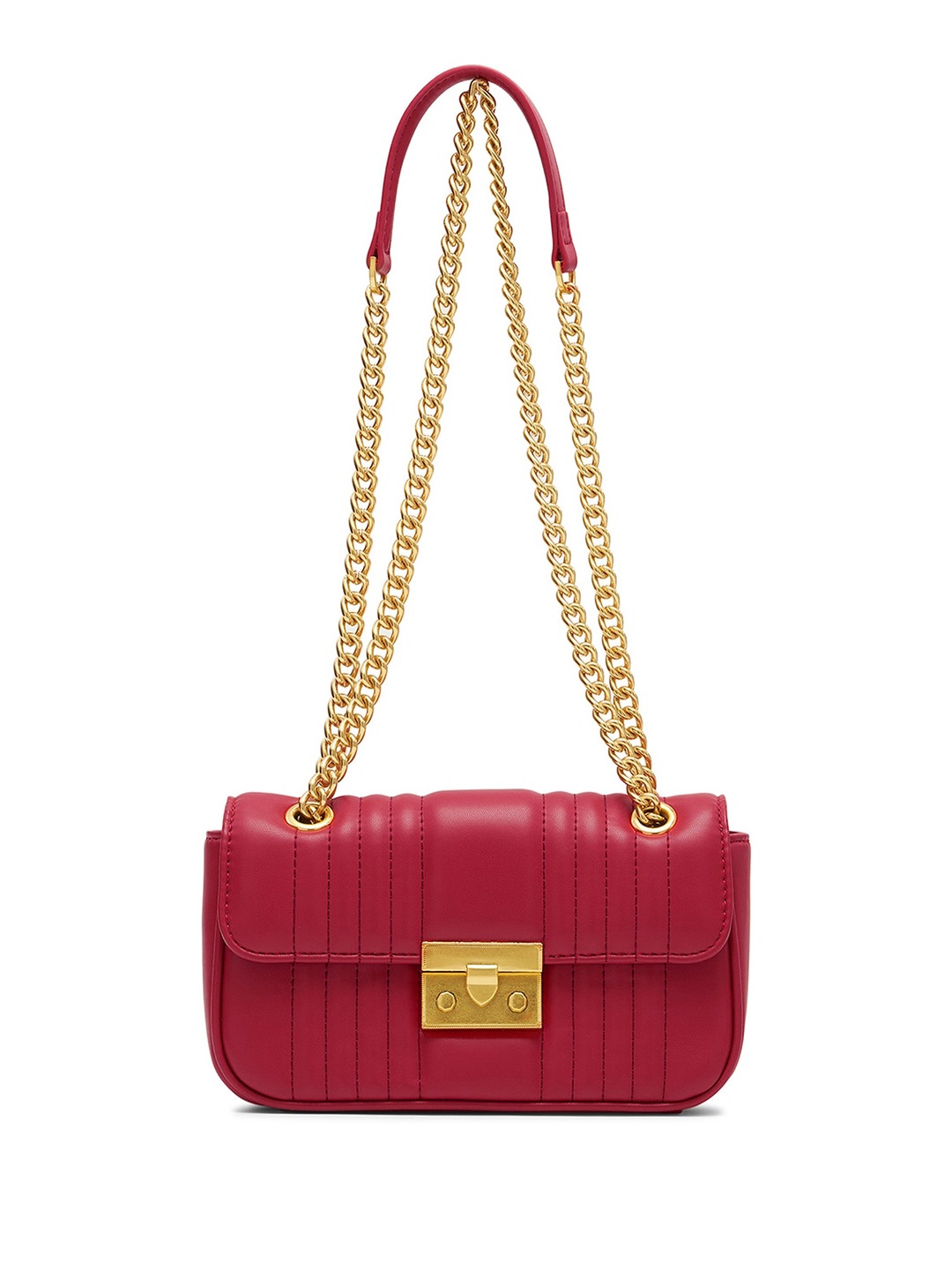 

MIRAGGIO PU Structured Quilted Shoulder Bag, Red