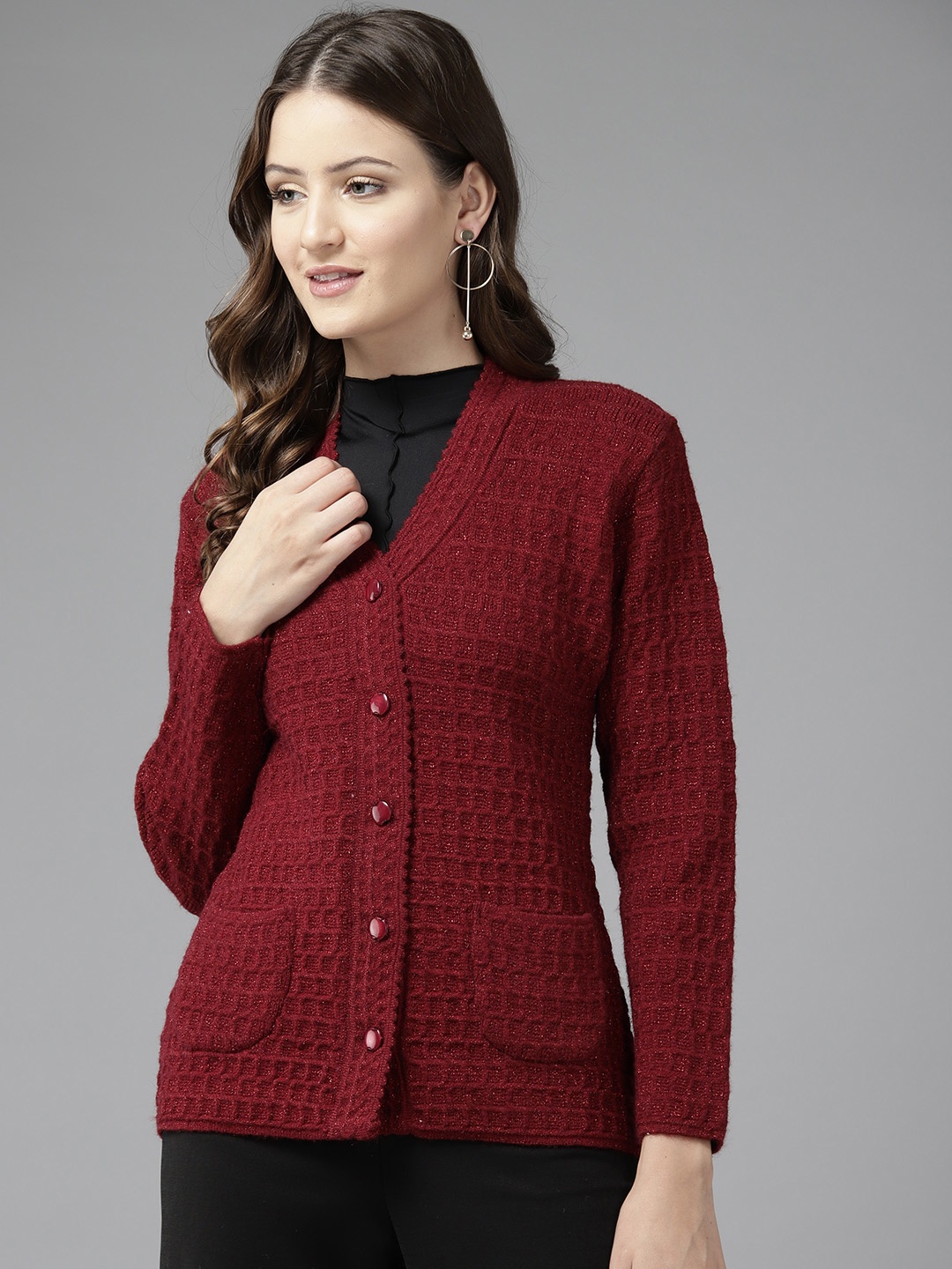 

Cayman Women Woollen Cardigan, Maroon