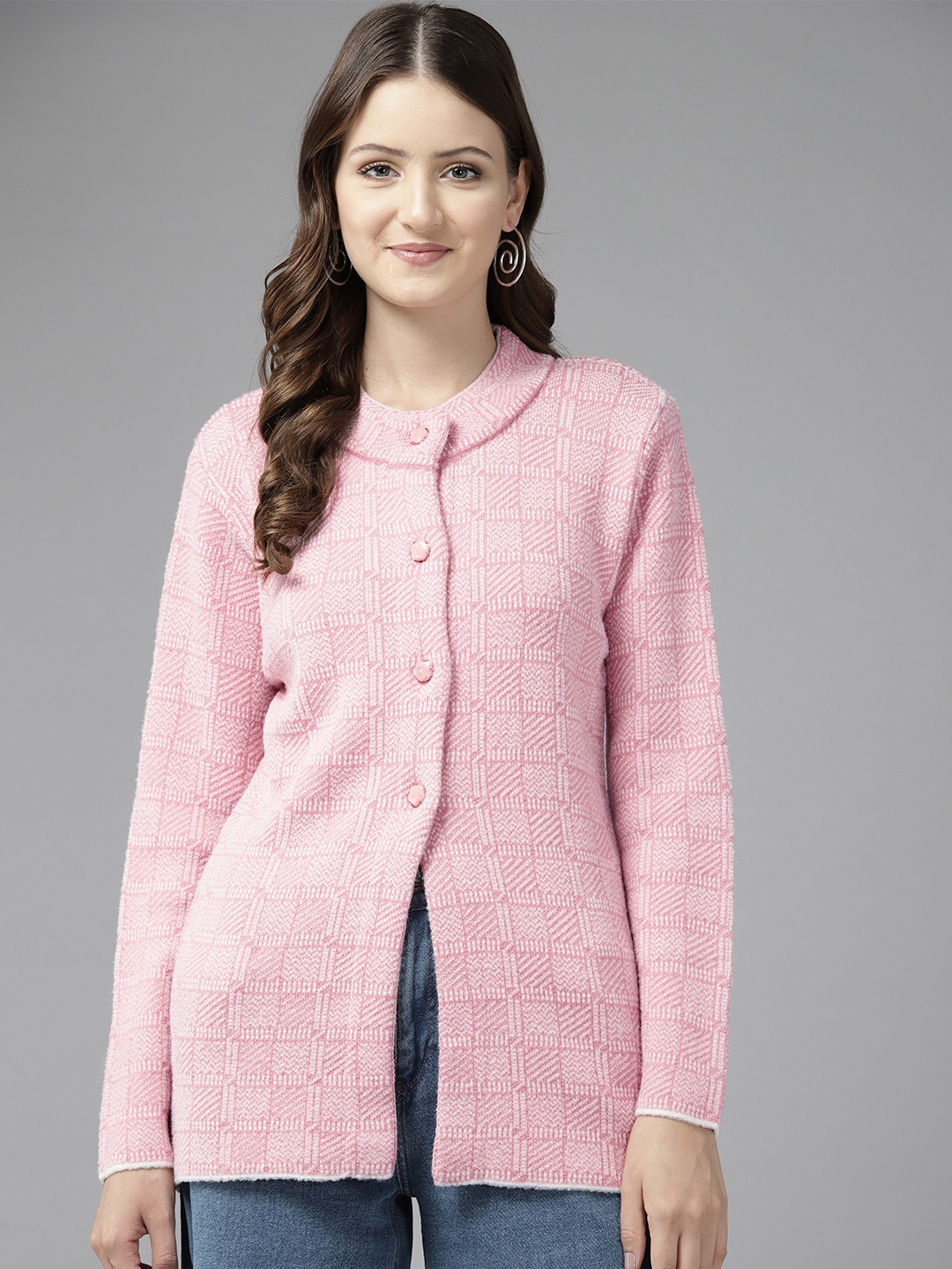 

Cayman Women Woollen Longline Cardigan, Pink