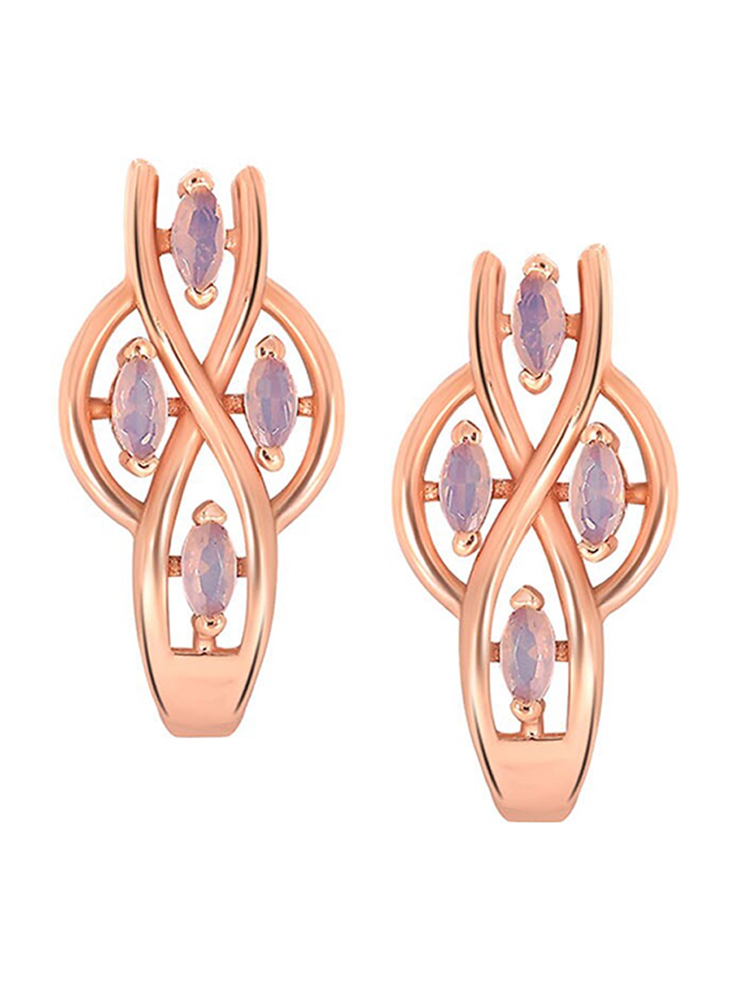 

SENCO Twisted Twinkle 18KT Rose Gold Hoop Earrings-2.7gm