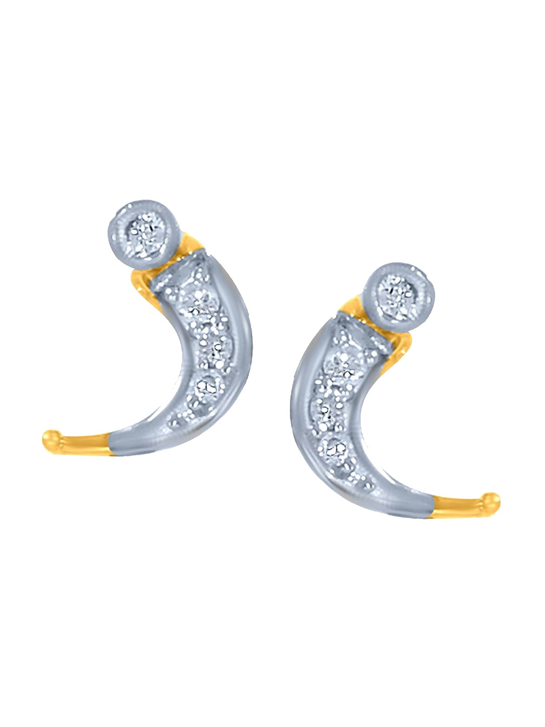 

SENCO 14KT Half Moon Diamond-Studded Gold Stud Earrings 1.2gm
