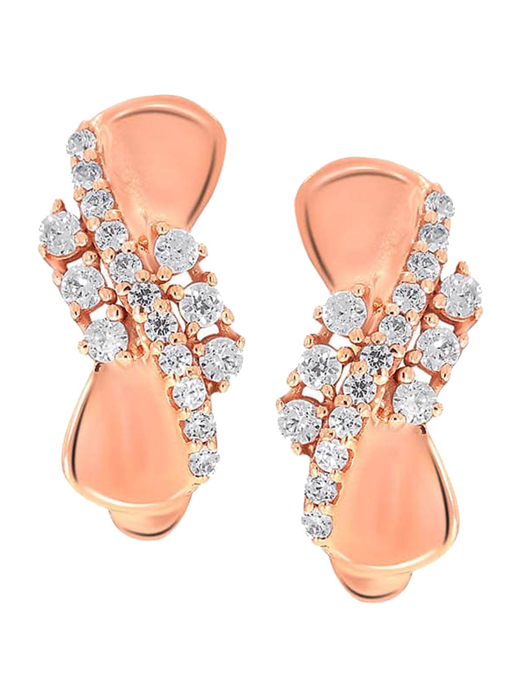 

SENCO Shiny Bowtie 18KT Rose Gold Hoop Earrings-3.2gm