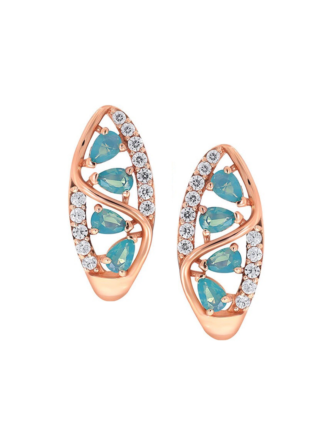 

SENCO Aqua Splendour 18KT Rose-Gold Hoop Earrings-2.7gm