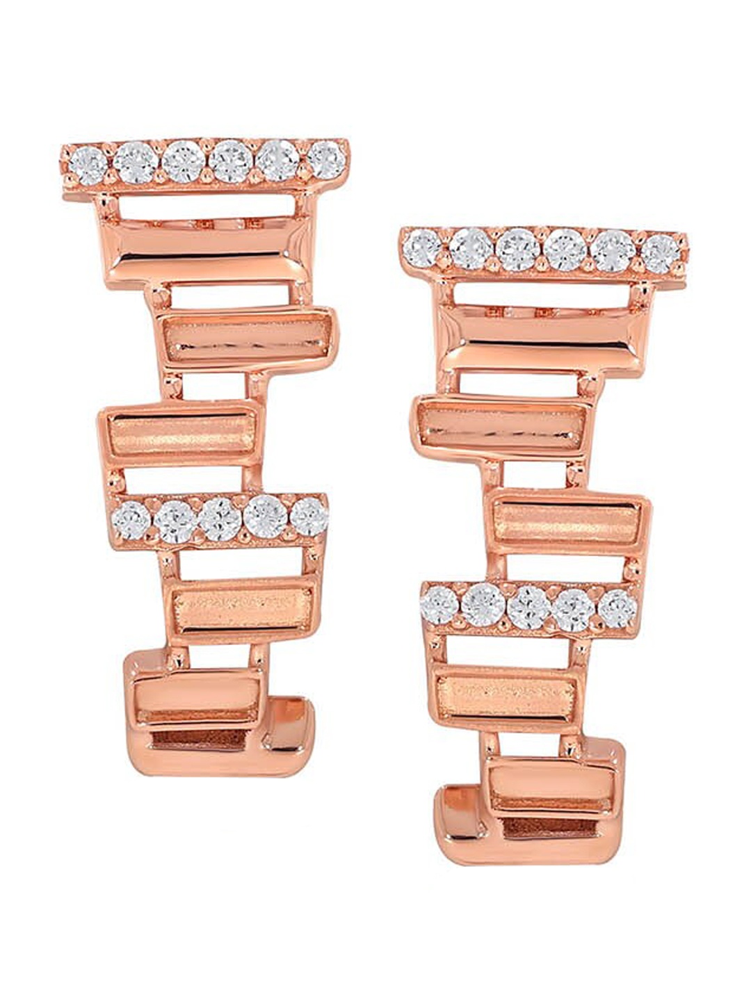 

SENCO Bricky Poise Design 18K Rose Gold Hoop Earrings 6.1gm