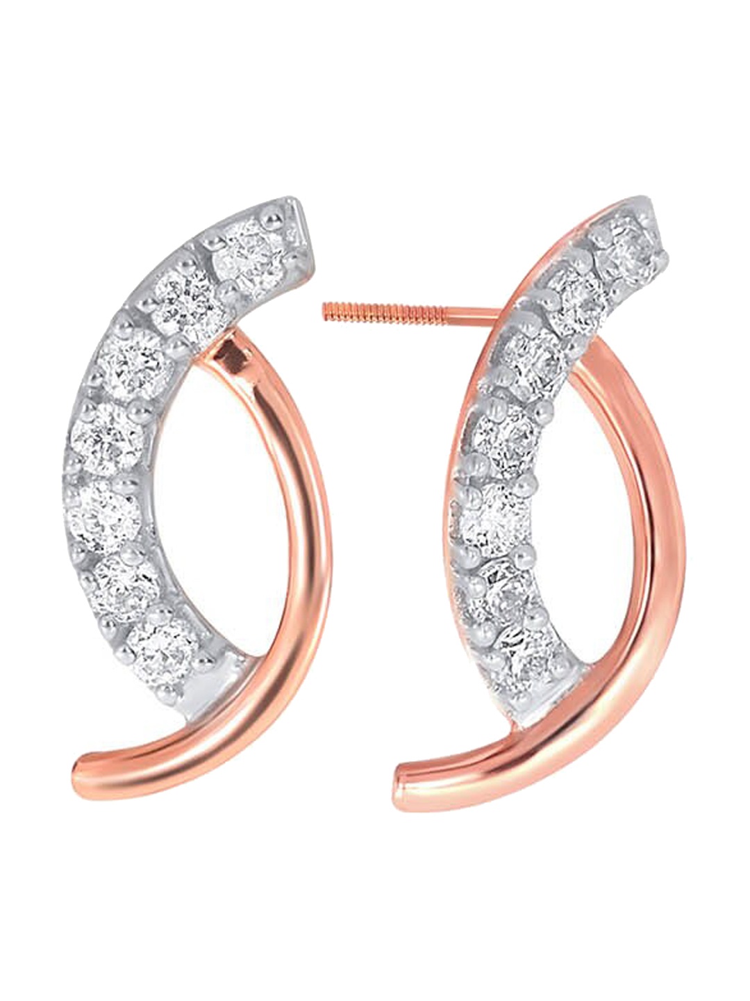 

SENCO 18KT Flair Embrace Diamond Studded Rose Gold Stud Earrings-1.2gm