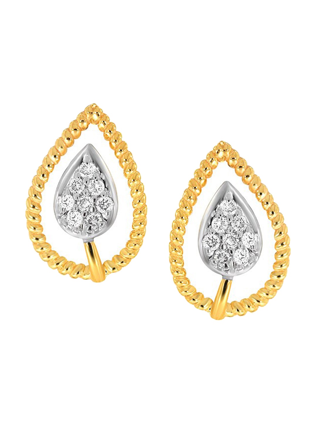 

SENCO 14KT Captivating Droplet Diamond Studded Gold Stud Earrings-1.8gm