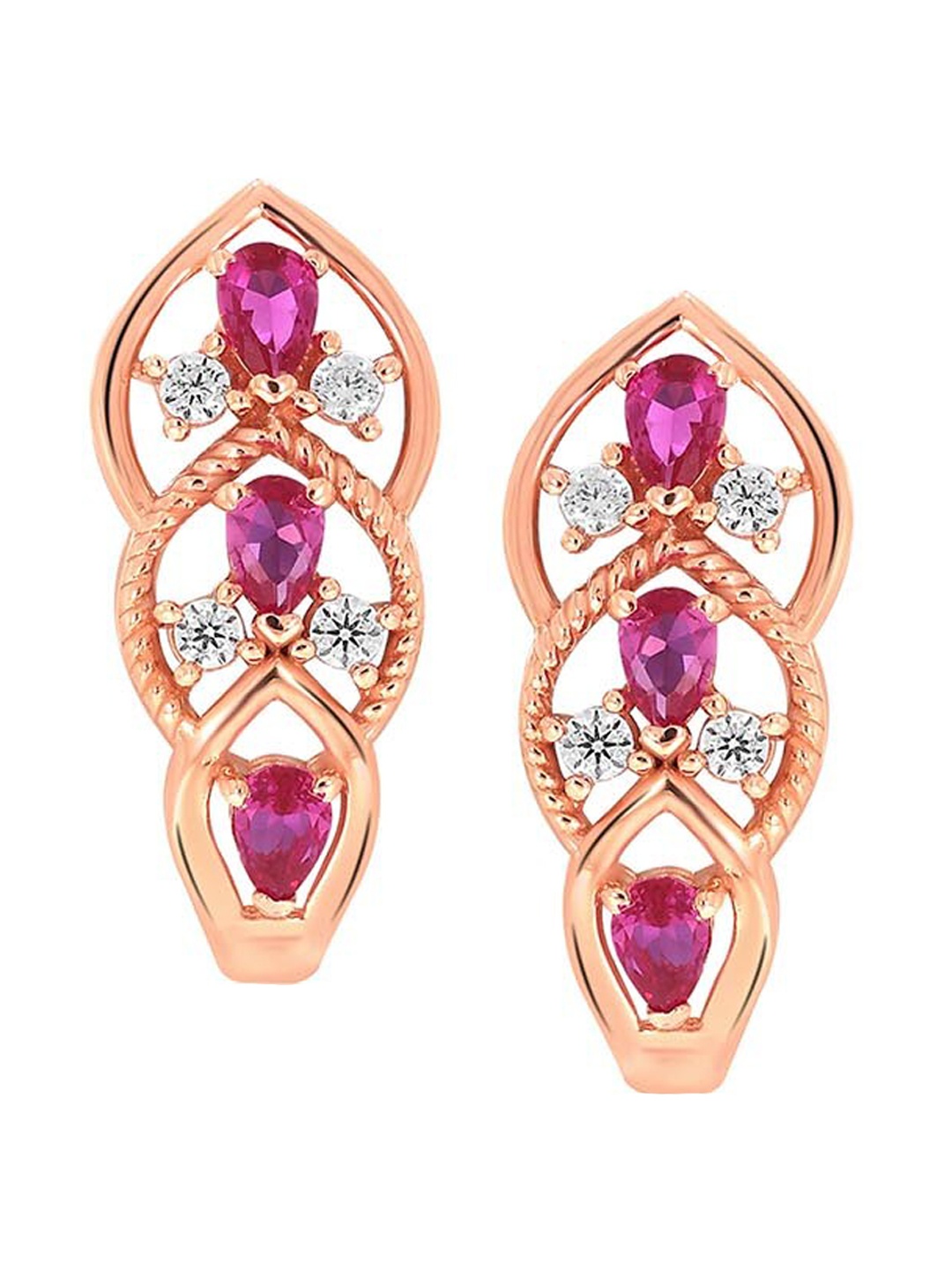 

SENCO Gold 18K Rose Gold Overlapped Petals Hoop Earrings
